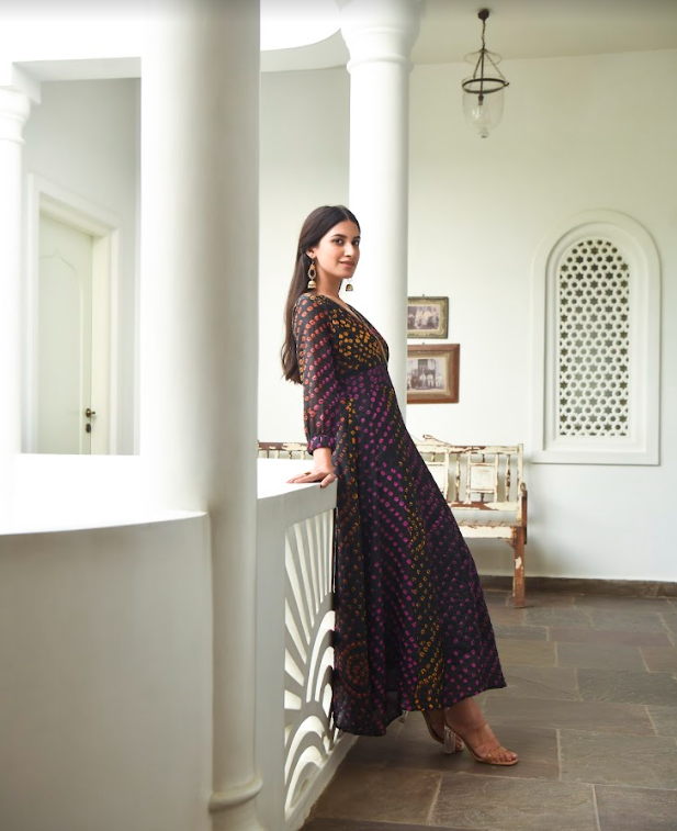 Women's Bandhani Silk Dress (1Pc)