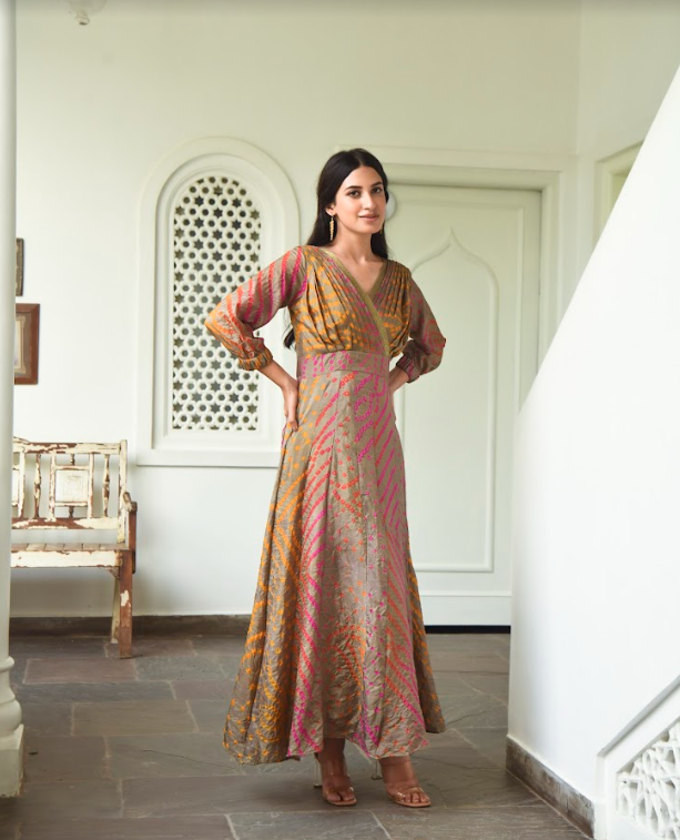 Women's Bandhani Silk Dress (1Pc) - Saras The Label Usa