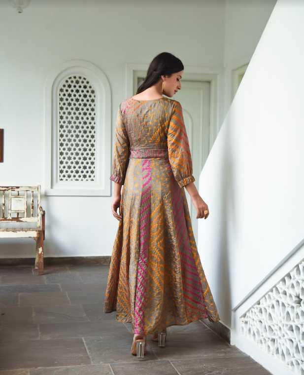 Women's Bandhani Silk Dress (1Pc) - Saras The Label Usa