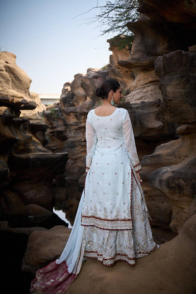 Women's Designer Foux Gorgette Ready To Wear Sharara Suit