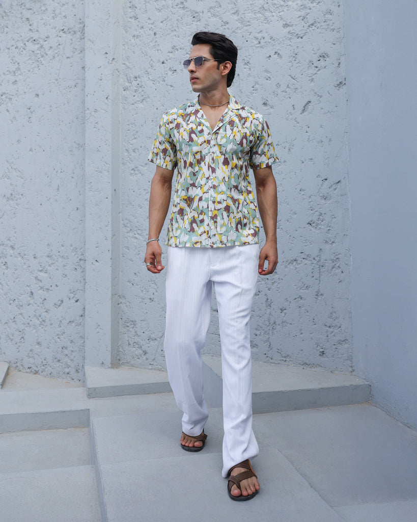 Women's Urban Mirage Abstract Print Cuban Collar Shirt