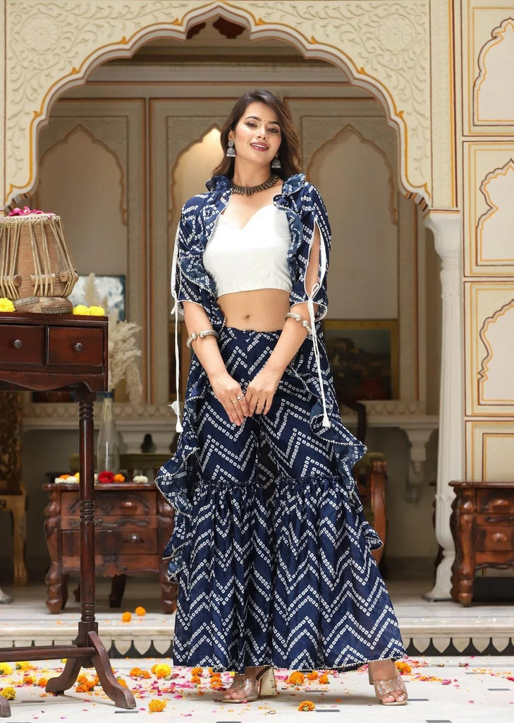 Women's Shrug Wild Indigo Sharara Set