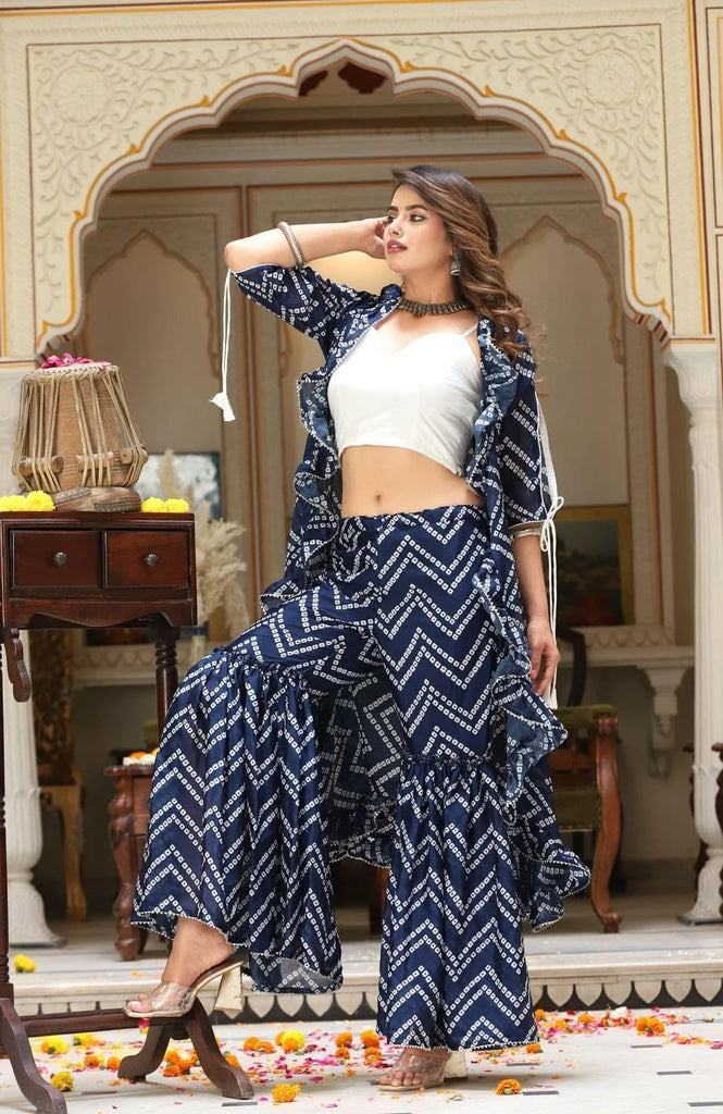Women's Shrug Wild Indigo Sharara Set