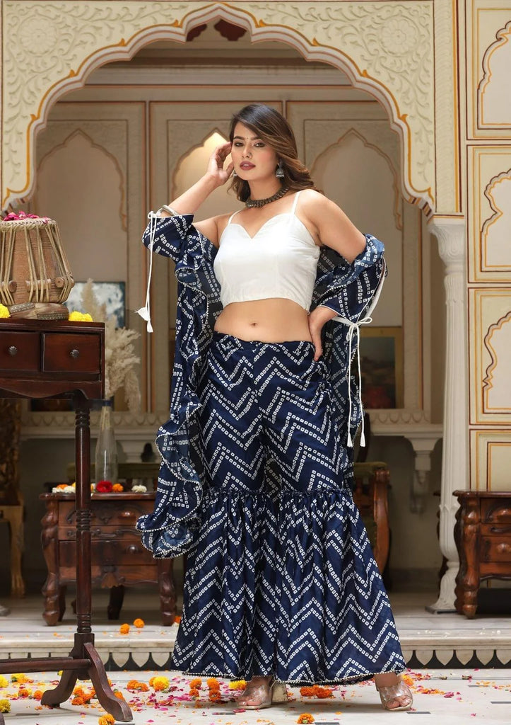 Women's Shrug Wild Indigo Sharara Set