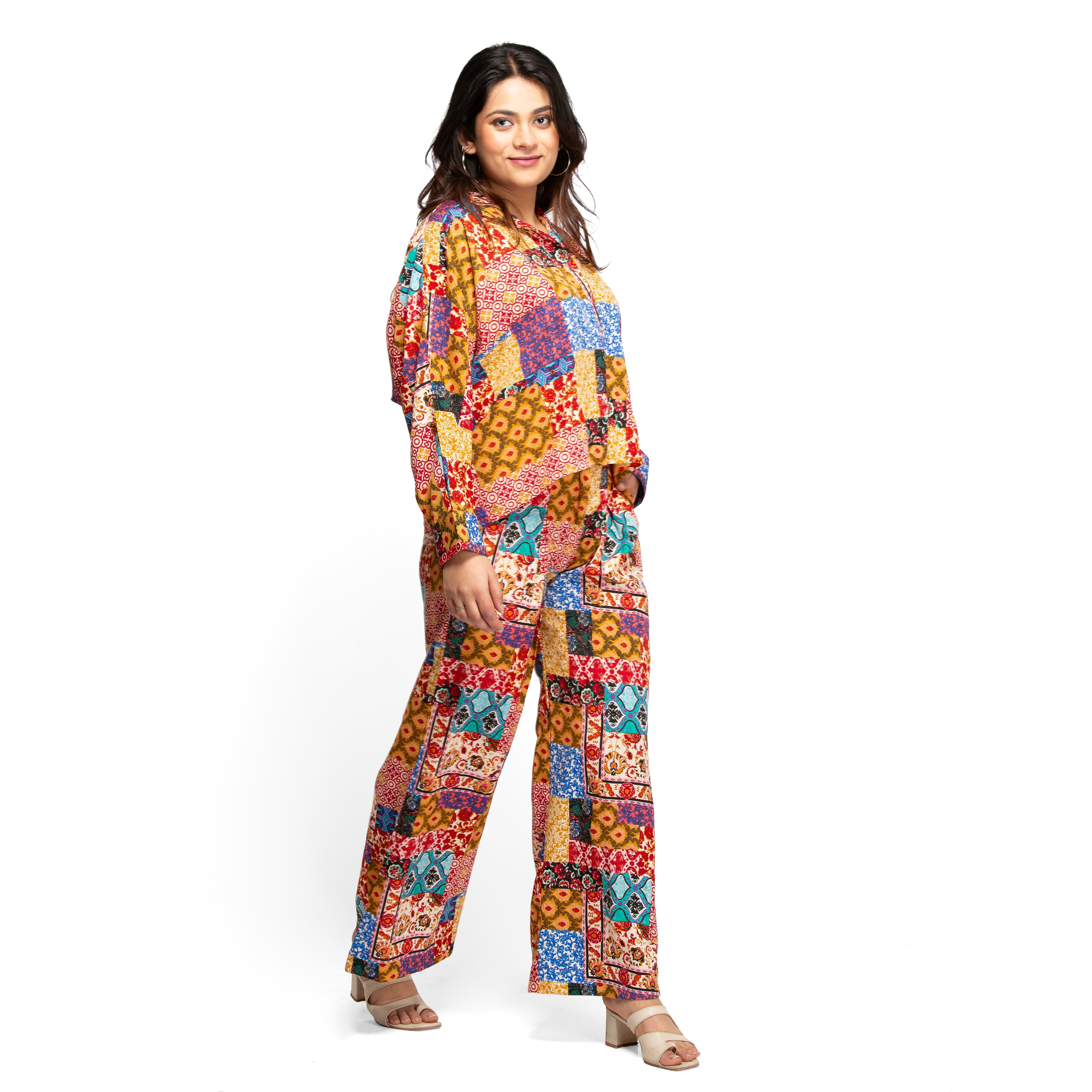 Women's Women's kaftan shirt with palazzo co-ord set - Taantav