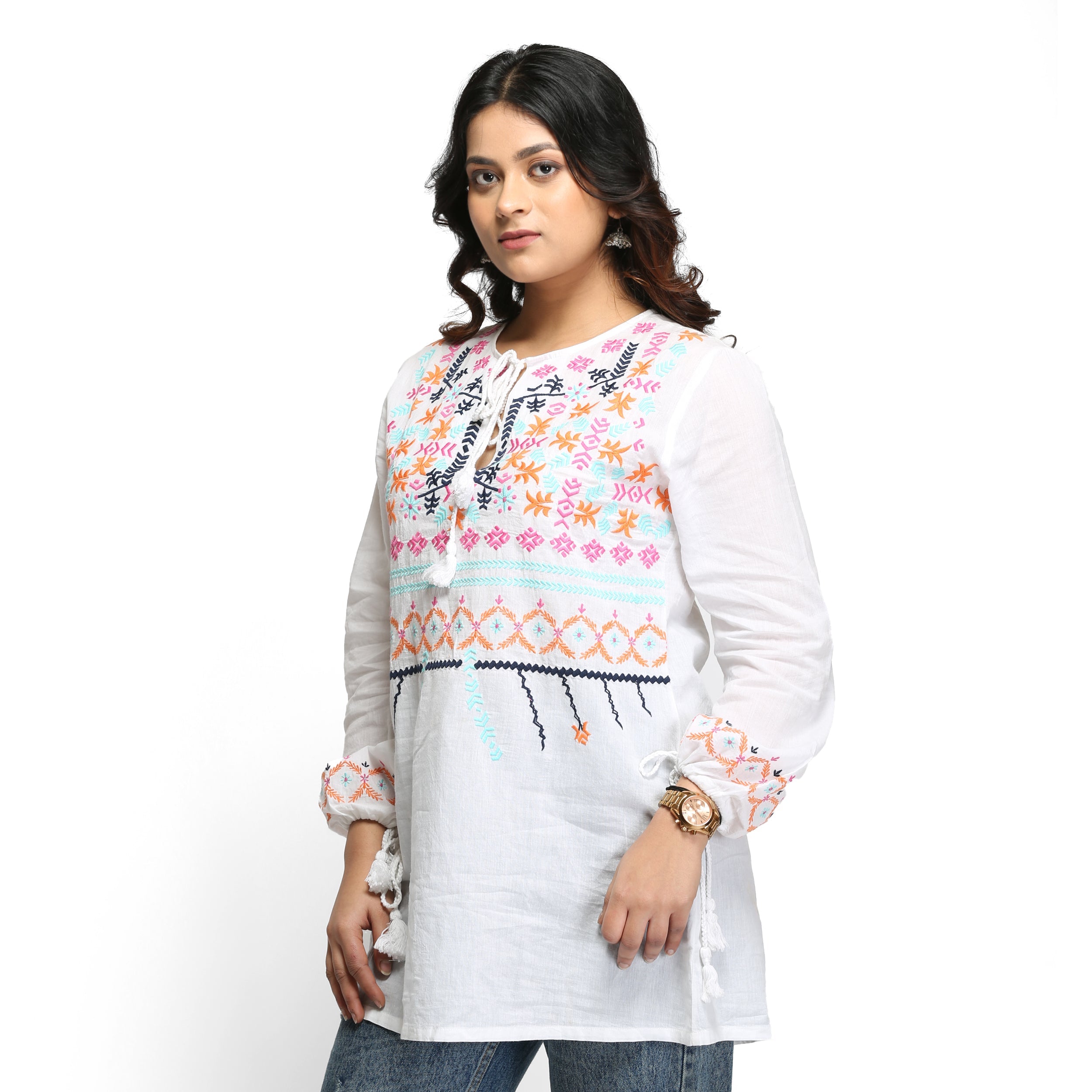 Women's Embroidered full sleeve tunic for women - Taantav