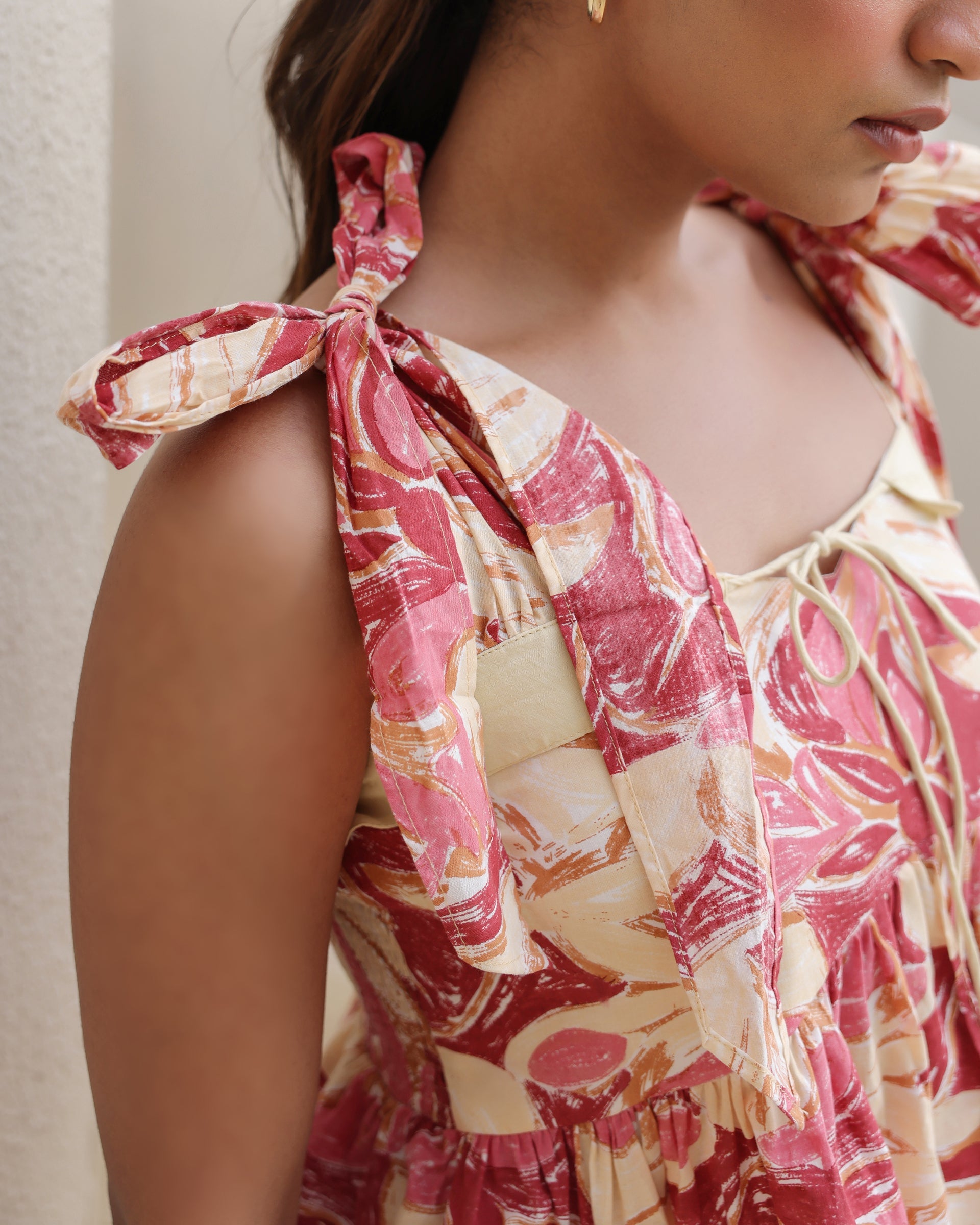 Women's Floral Peplum Top and Embroidered Skirt Set