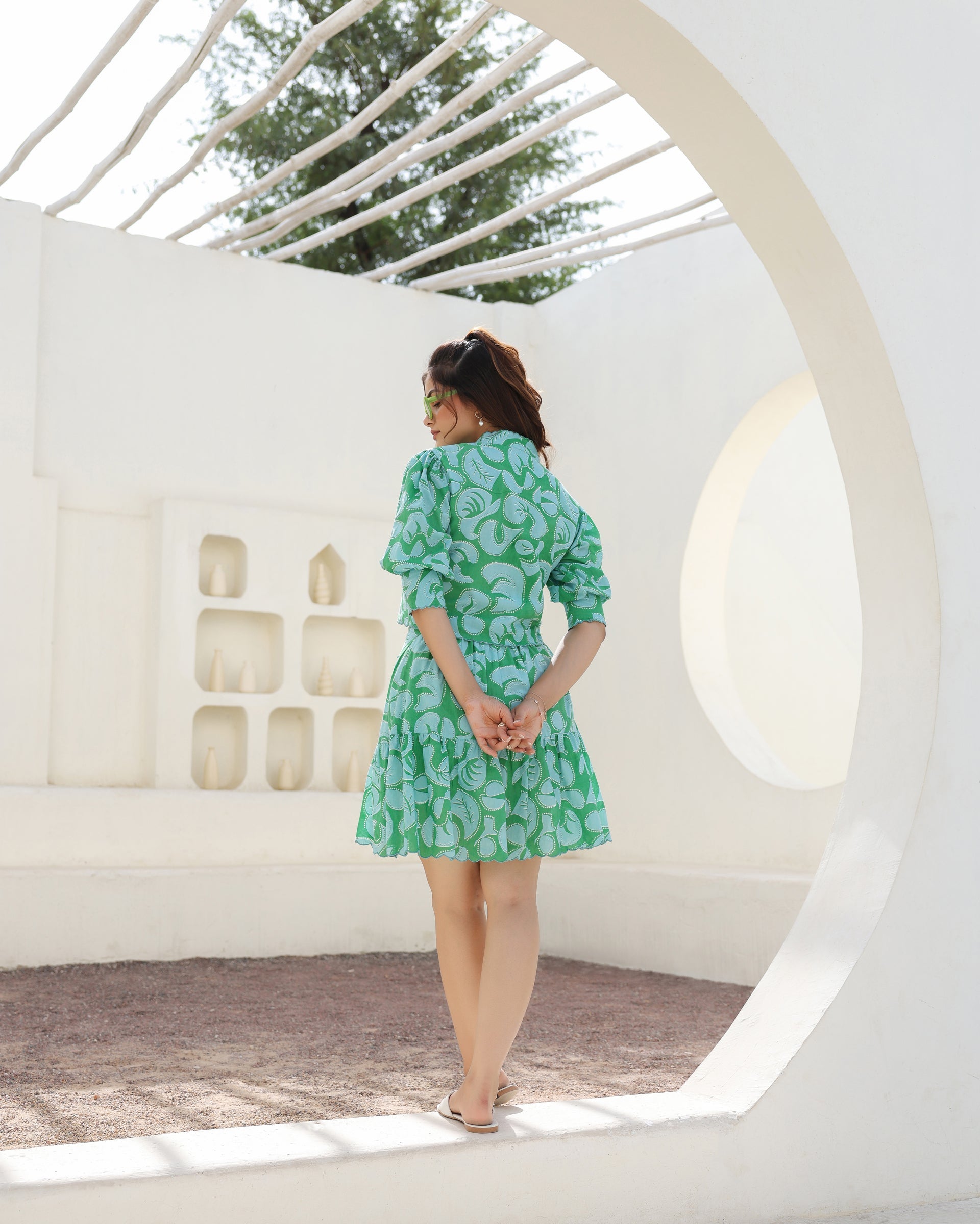 Women's Aqua Swirl Top & Skirt Co-Ord Set