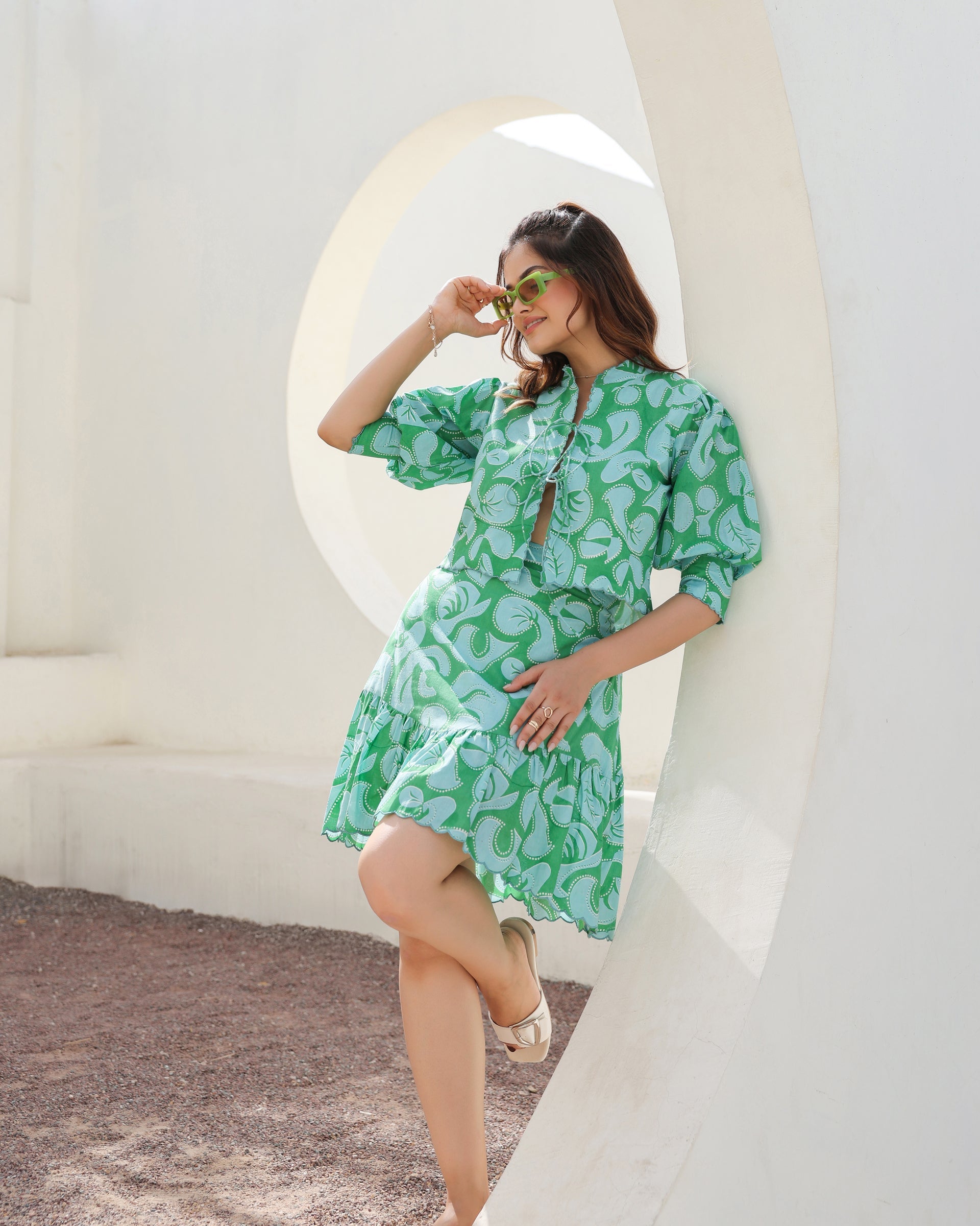 Women's Aqua Swirl Top & Skirt Co-Ord Set