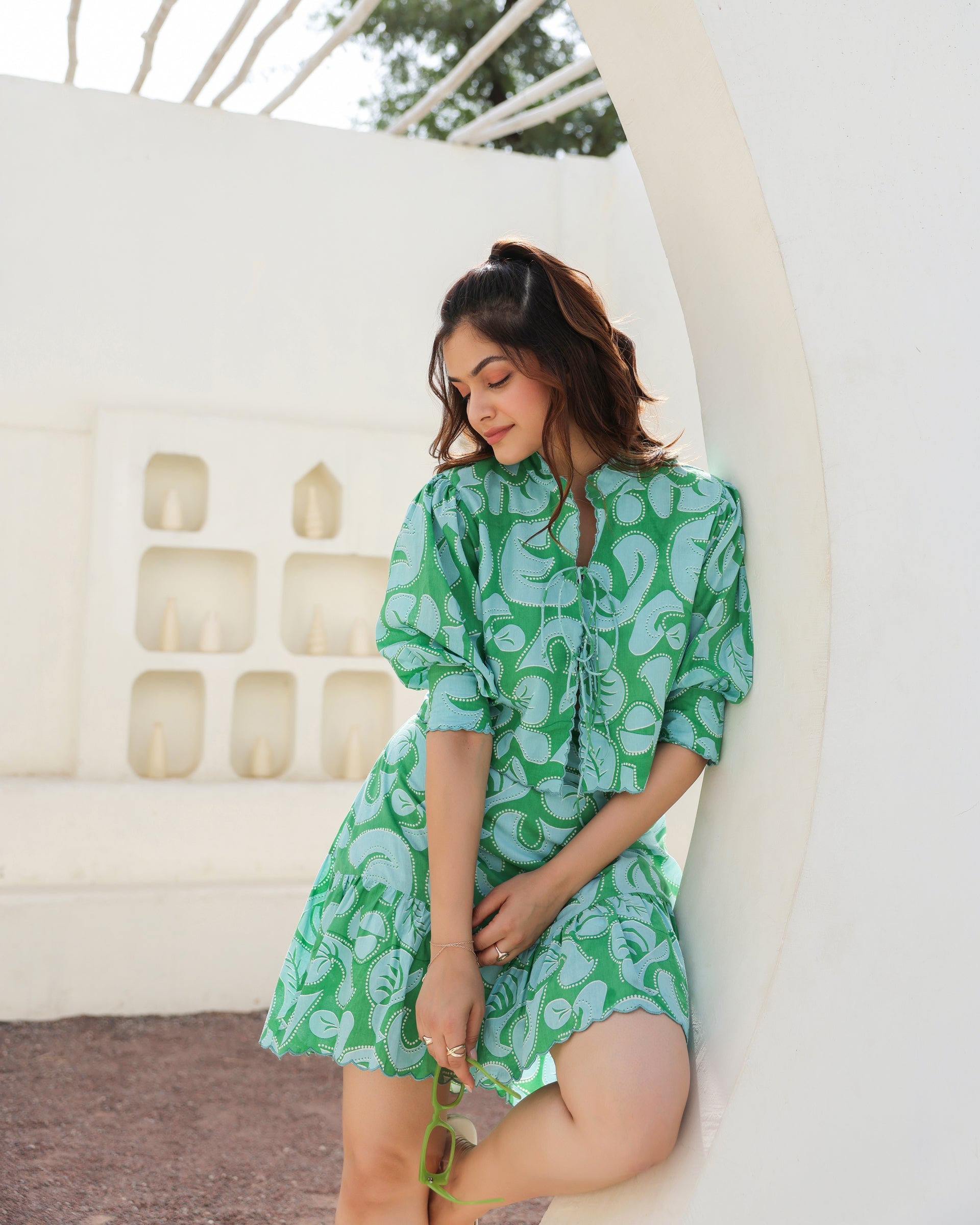 Women's Aqua Swirl Top & Skirt Co-Ord Set