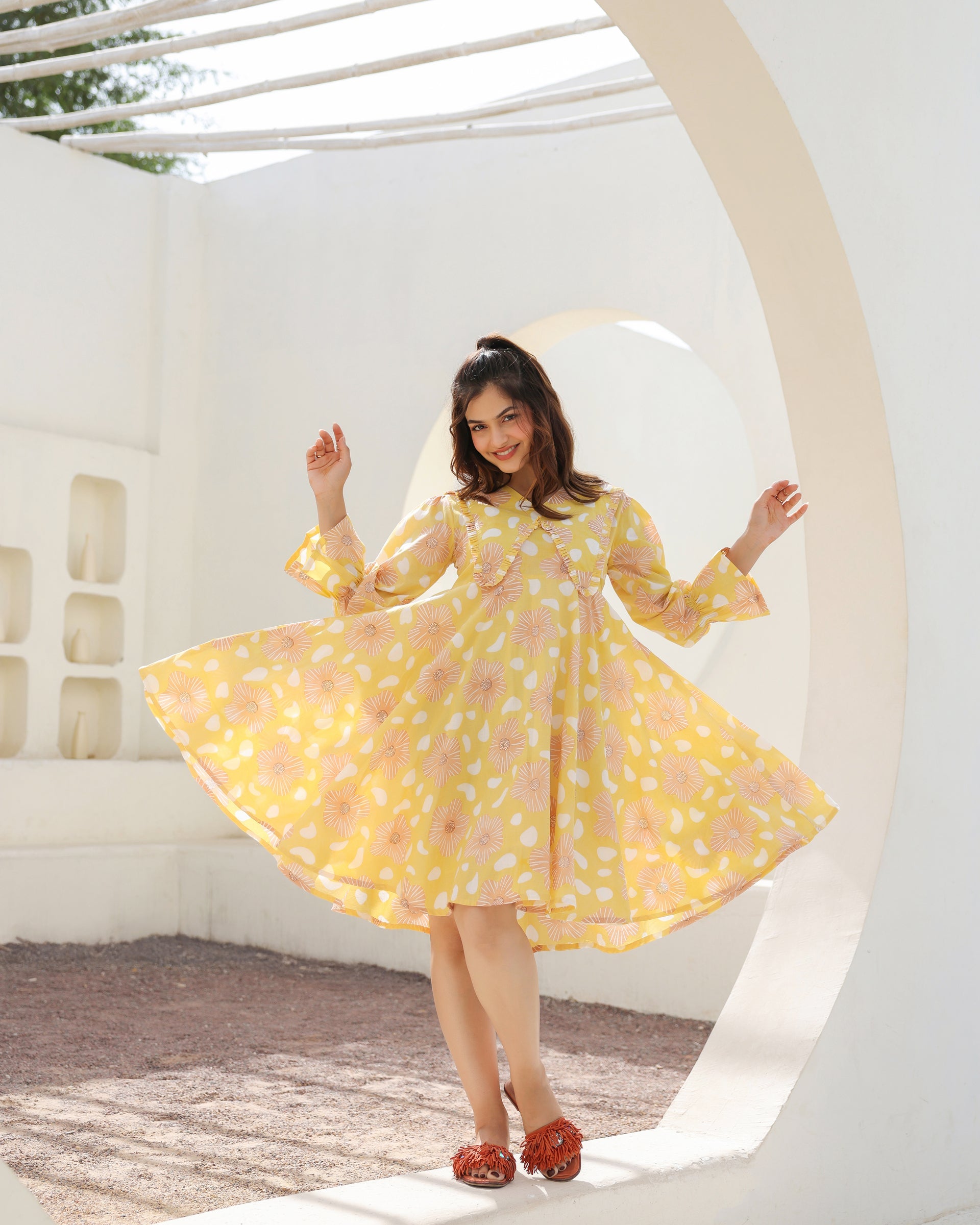 Women's Lemon Bloom Flared Dress