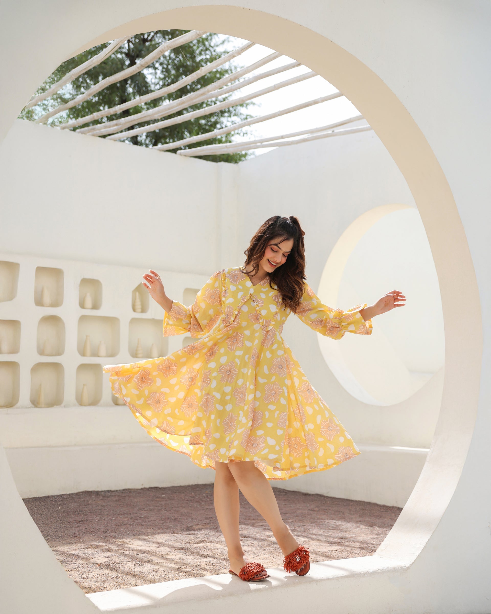 Women's Lemon Bloom Flared Dress