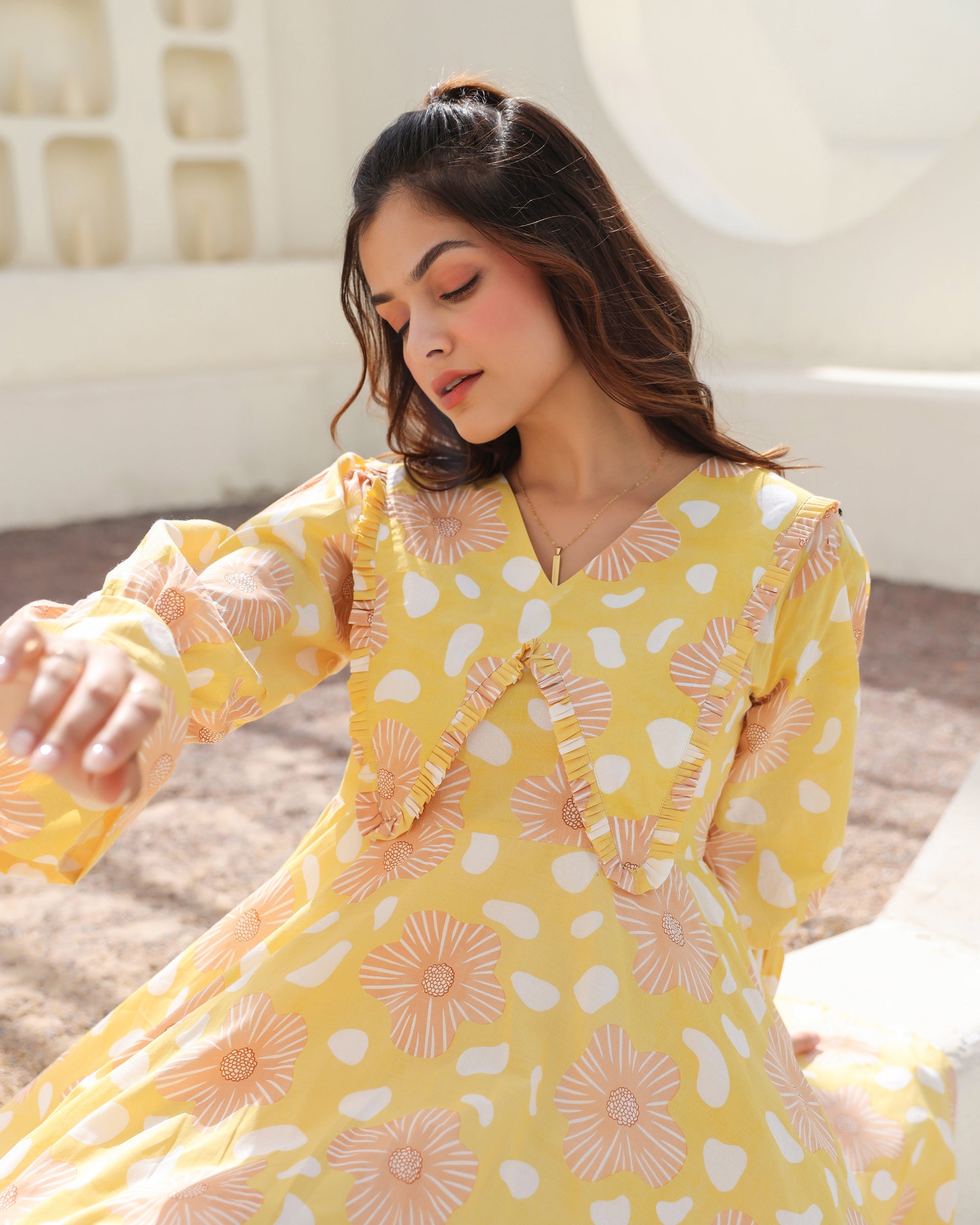 Women's Lemon Bloom Flared Dress