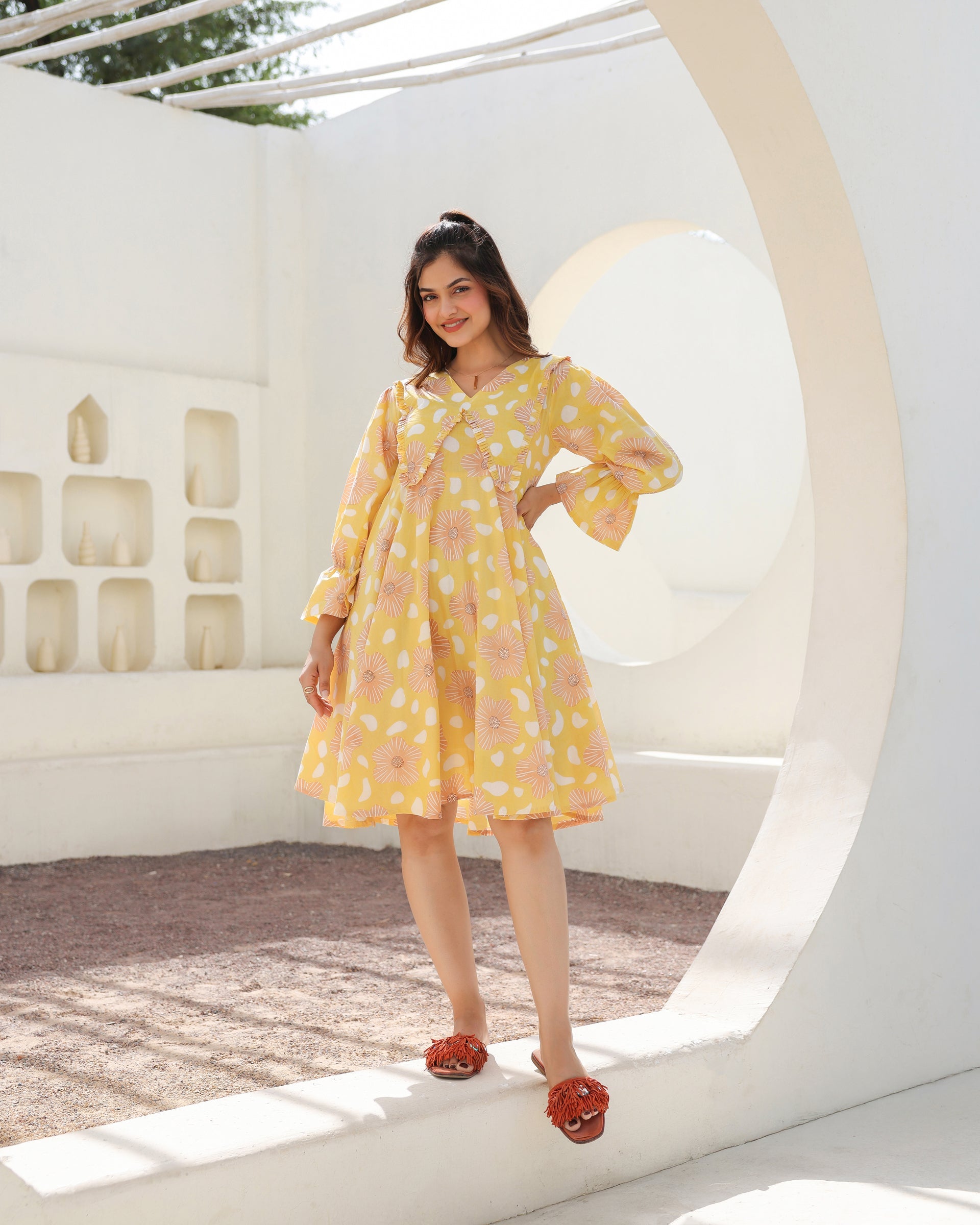 Women's Lemon Bloom Flared Dress