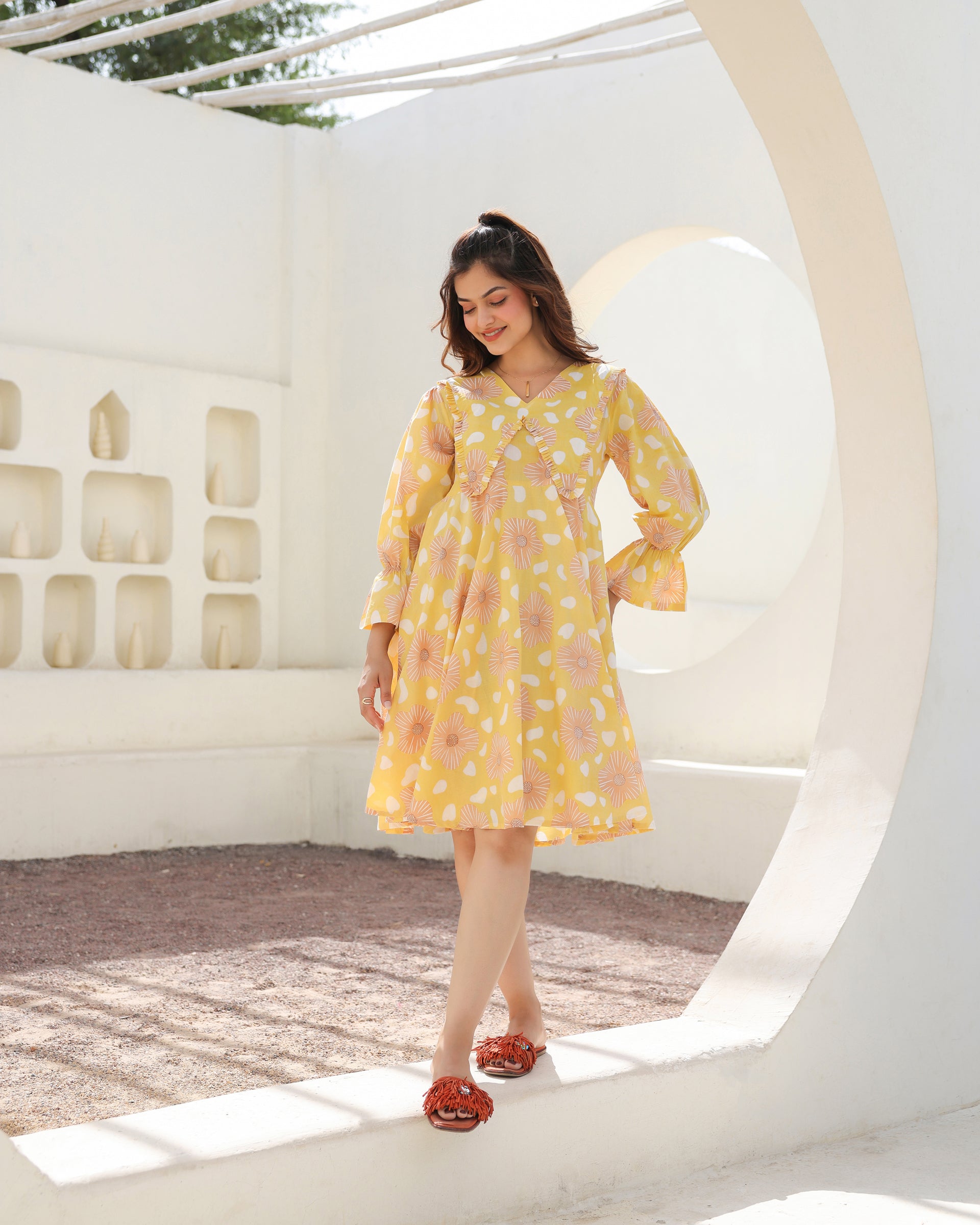 Women's Lemon Bloom Flared Dress