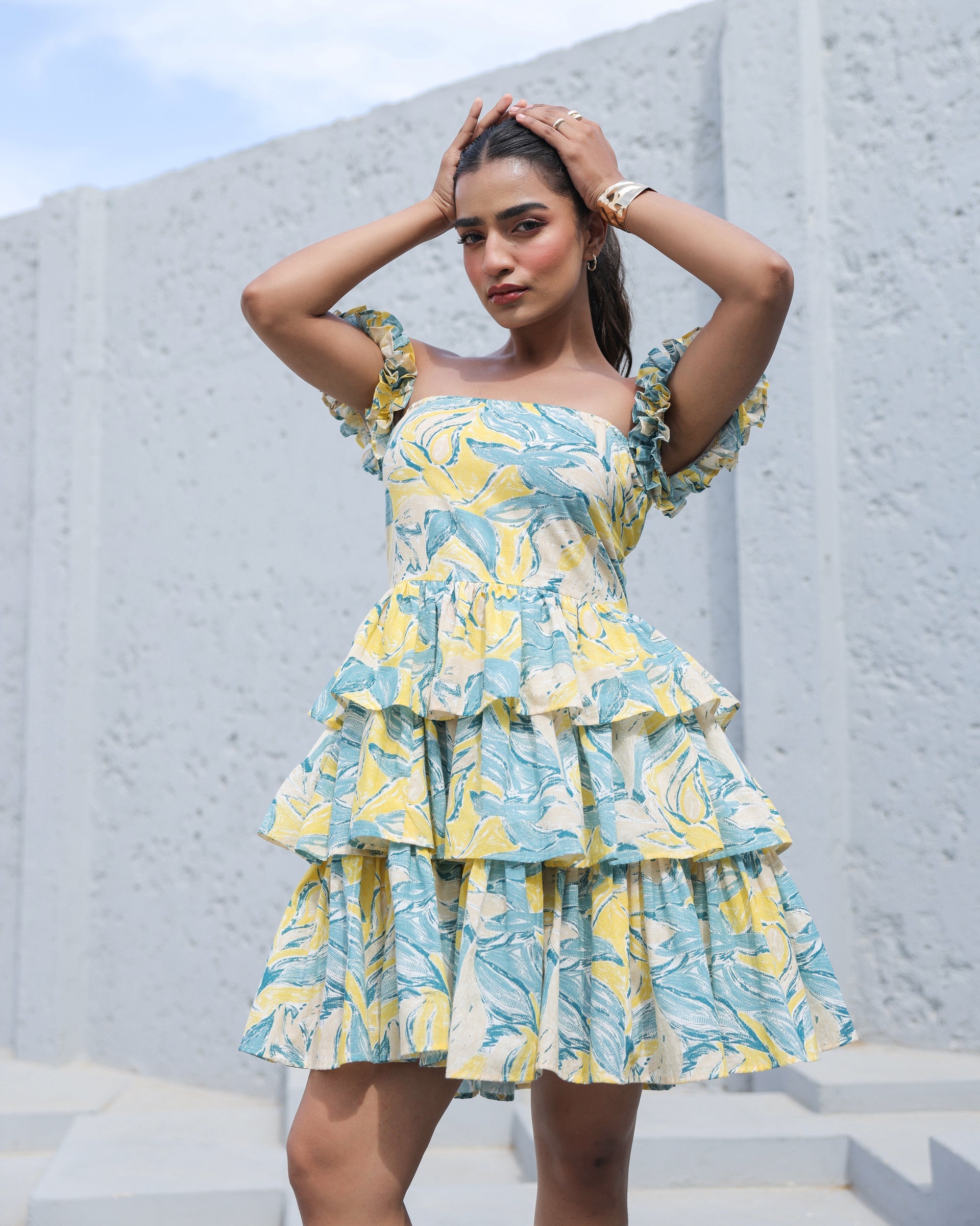 Women's Sunset Breeze Ruffle Tiered Mini Dress