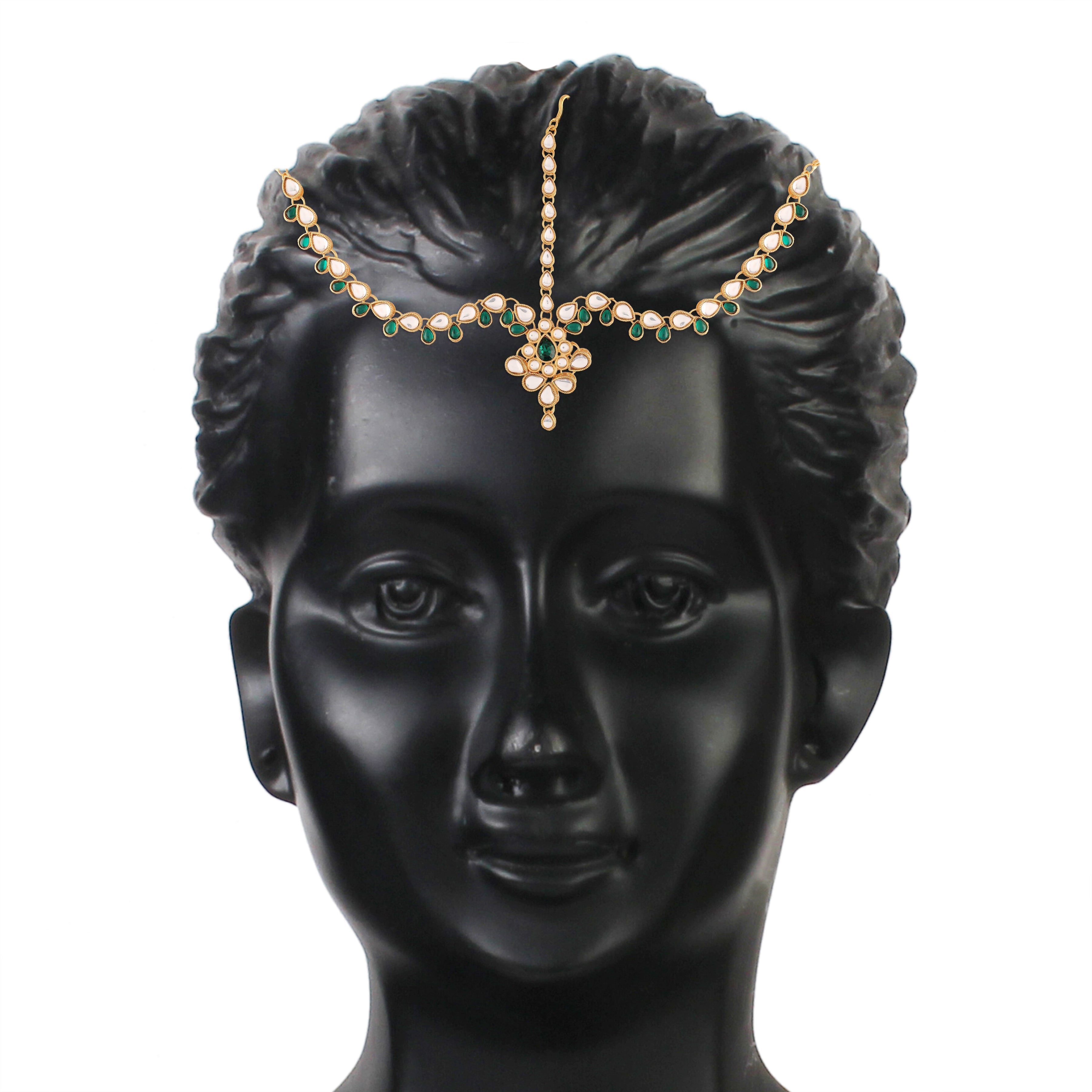 Women's 18K Gold Plated Kundan Studded Bridal Matha Patti