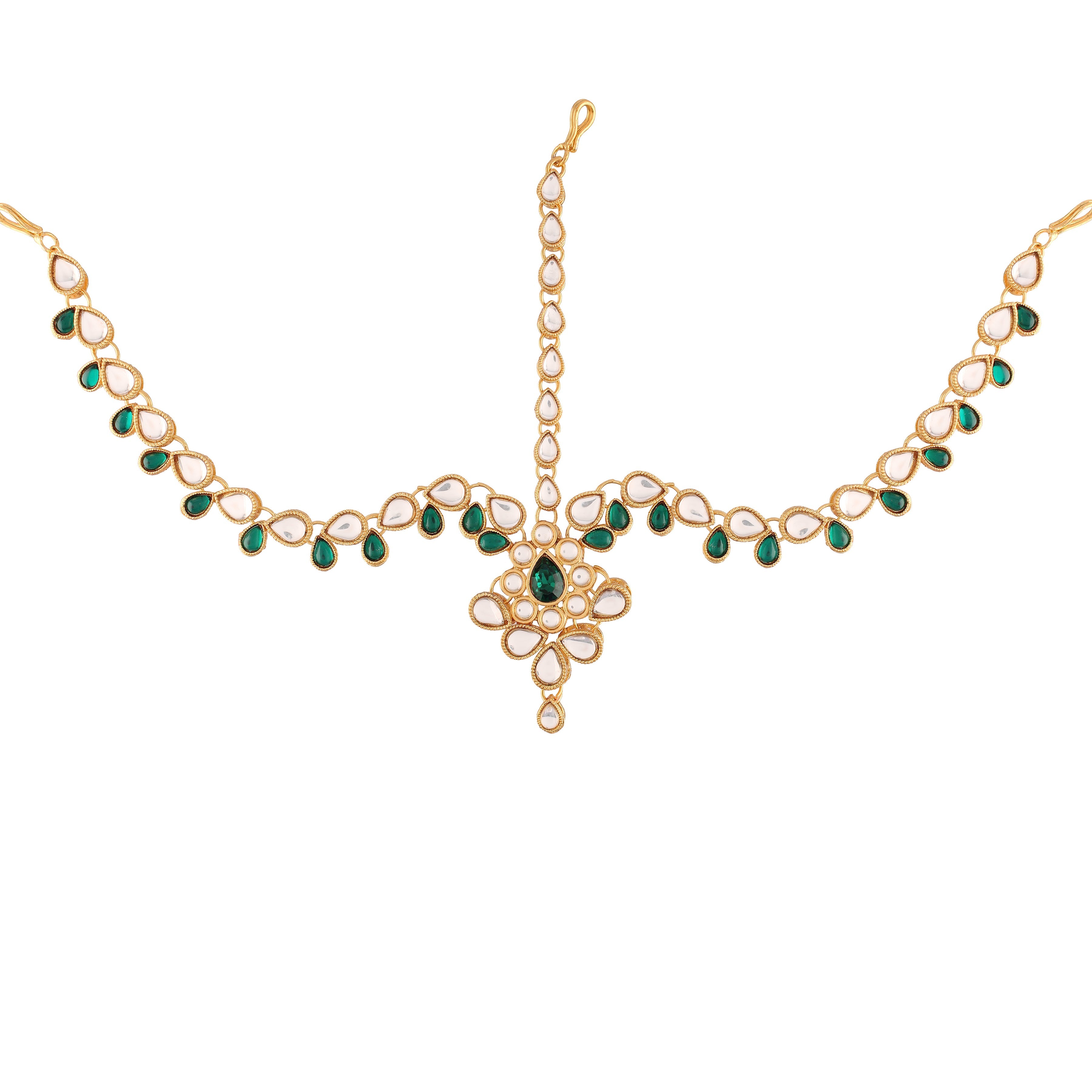 Women's 18K Gold Plated Kundan Studded Bridal Matha Patti