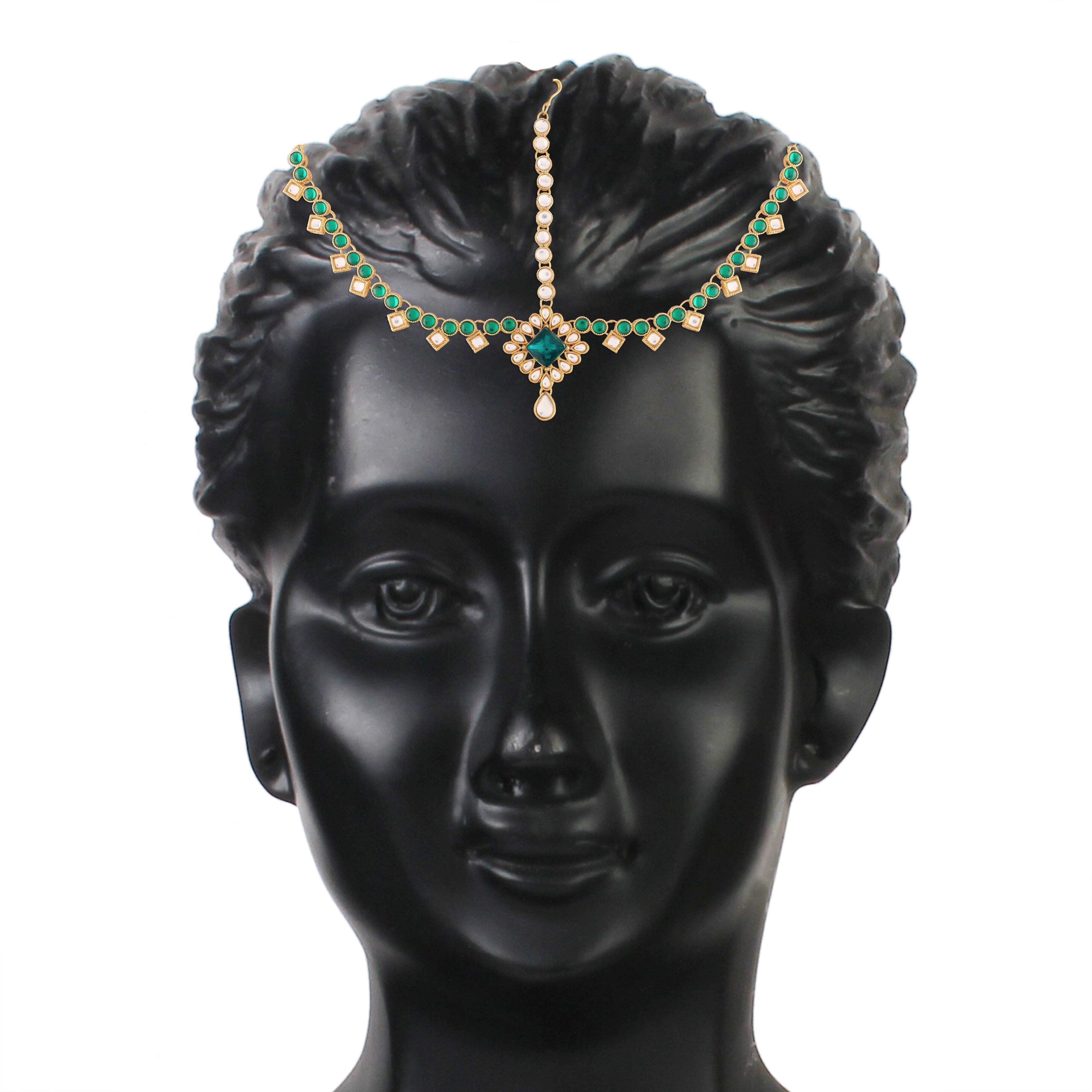 Women's 18K Gold Plated Kundan Studded Bridal Matha Patti