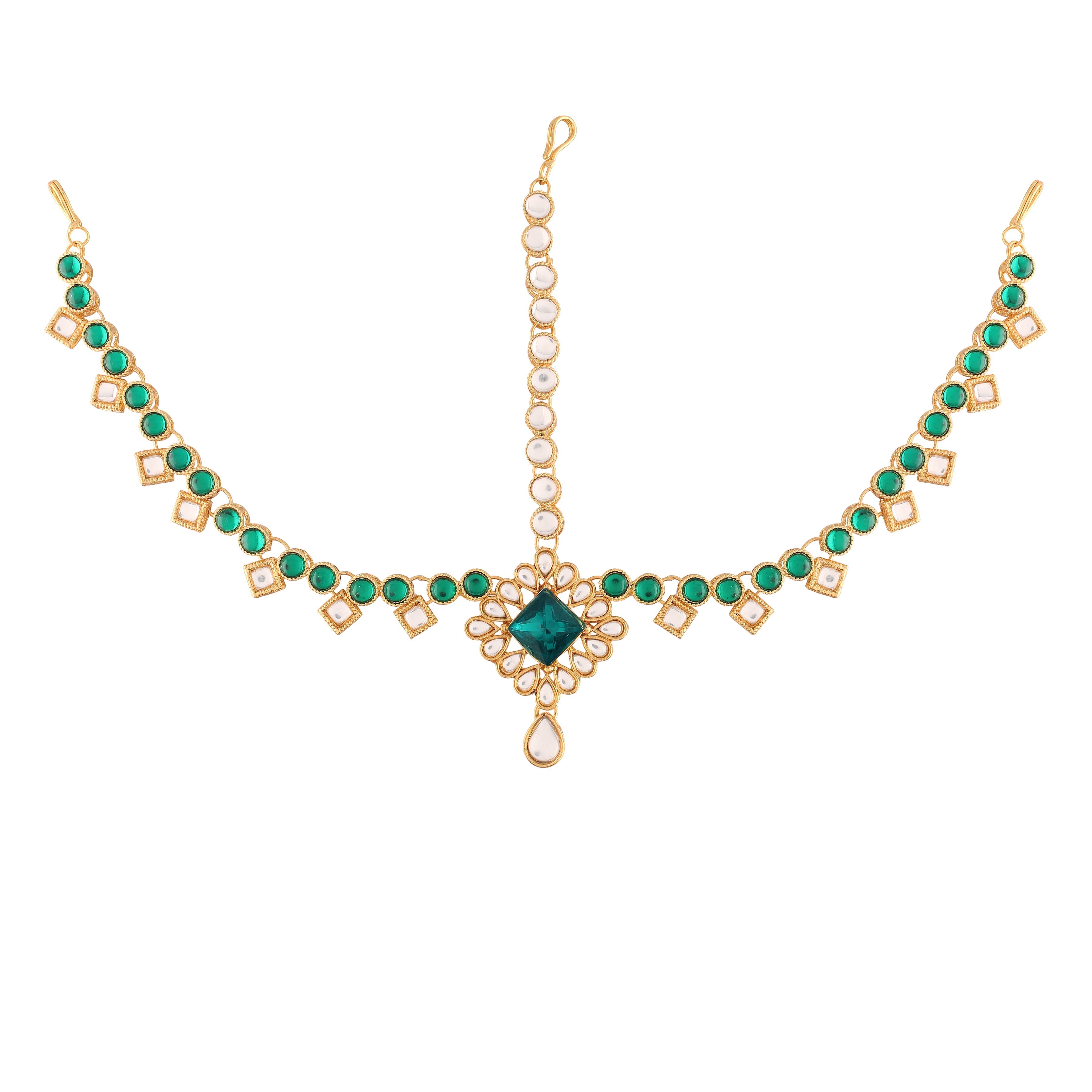 Women's 18K Gold Plated Kundan Studded Bridal Matha Patti