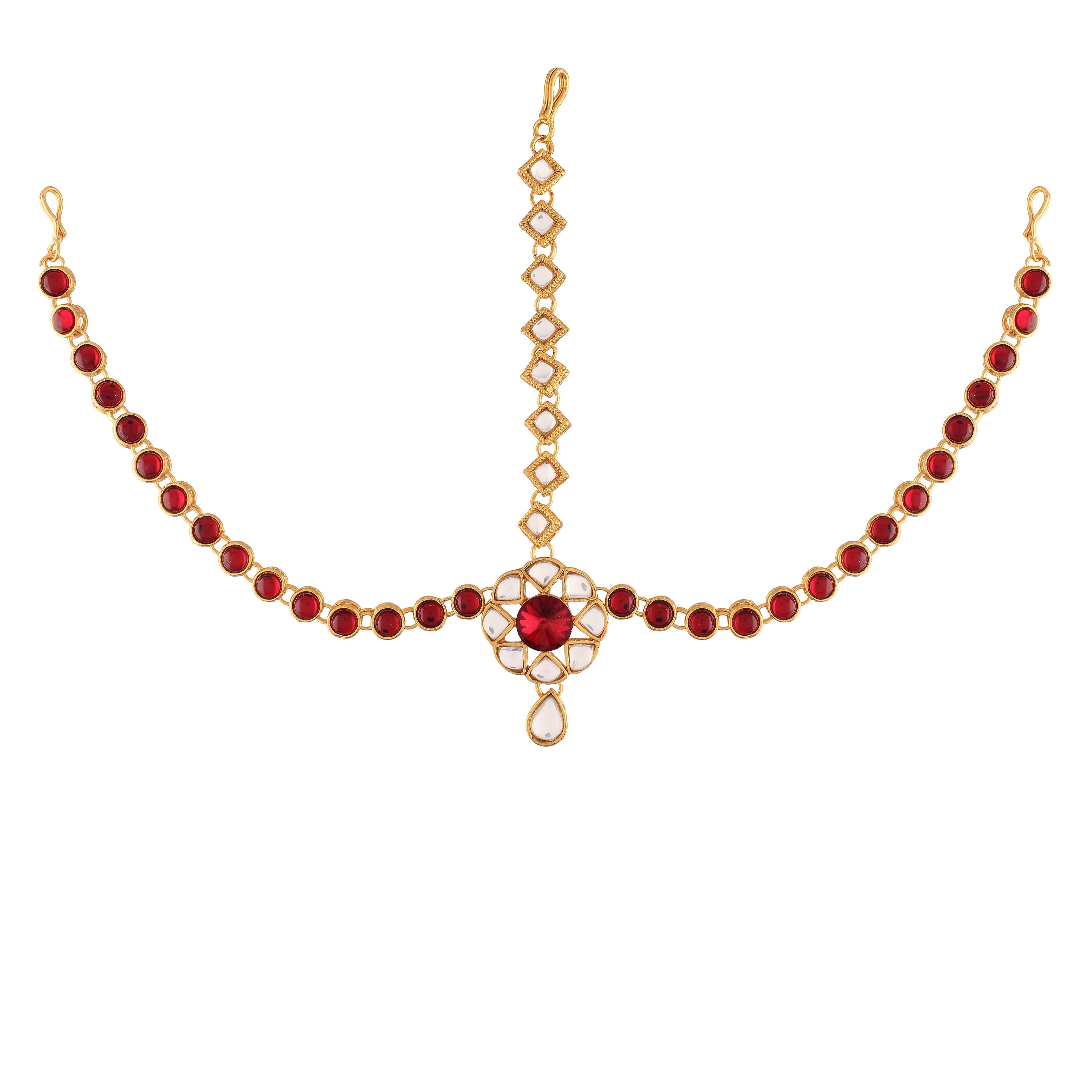 Women's 18K Gold Plated Kundan Studded Bridal Matha Patti