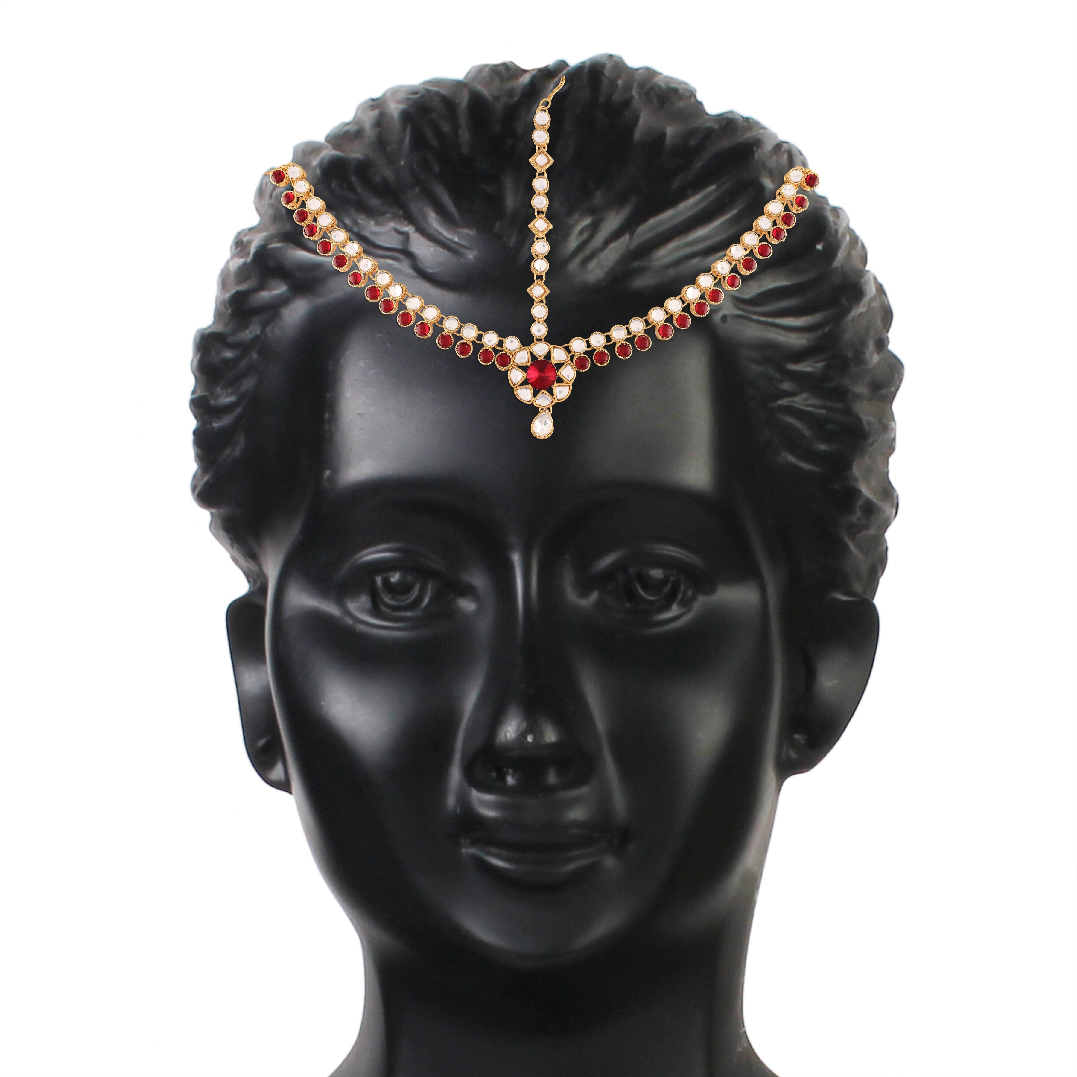Women's 18K Gold Plated Kundan Studded Bridal Matha Patti