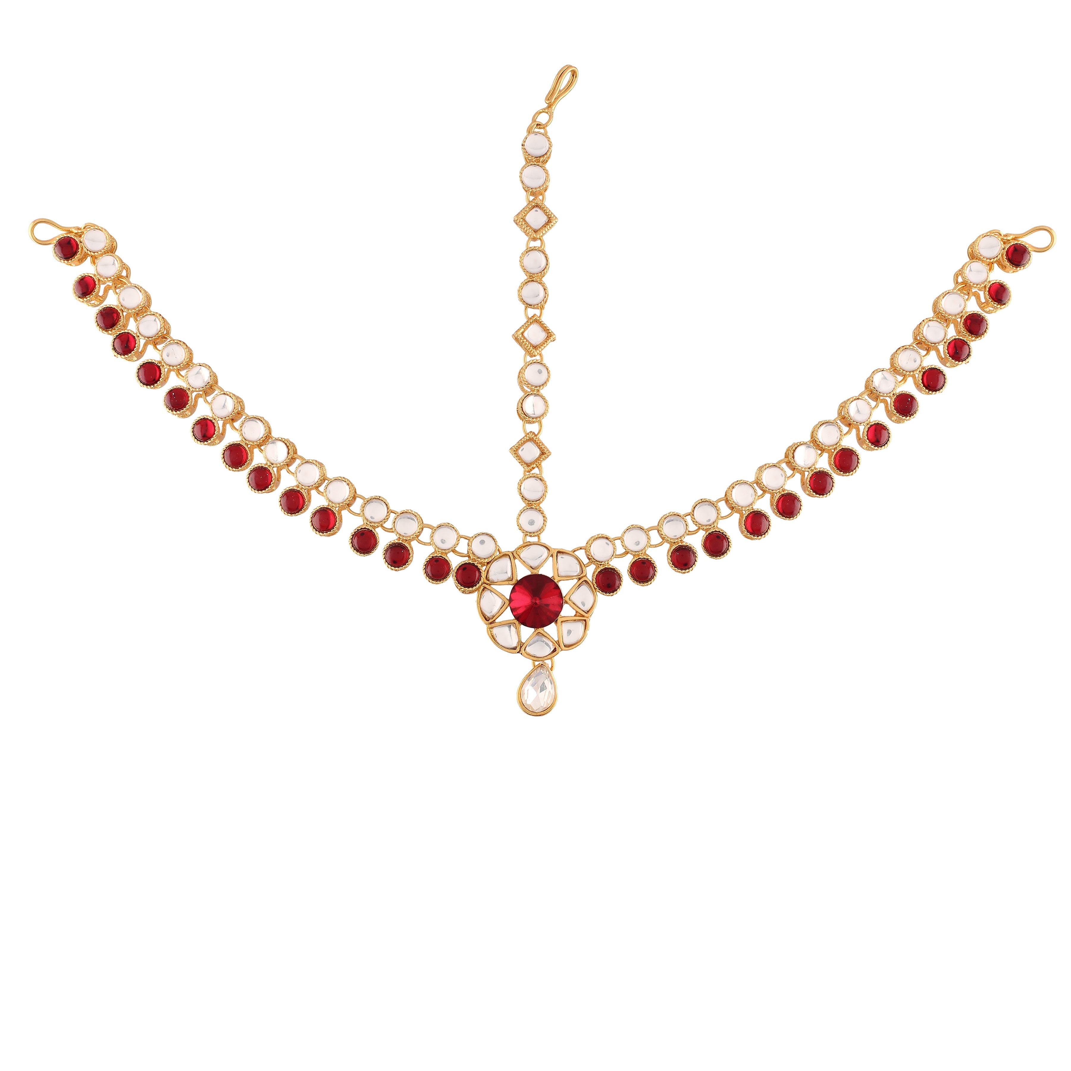 Women's 18K Gold Plated Kundan Studded Bridal Matha Patti