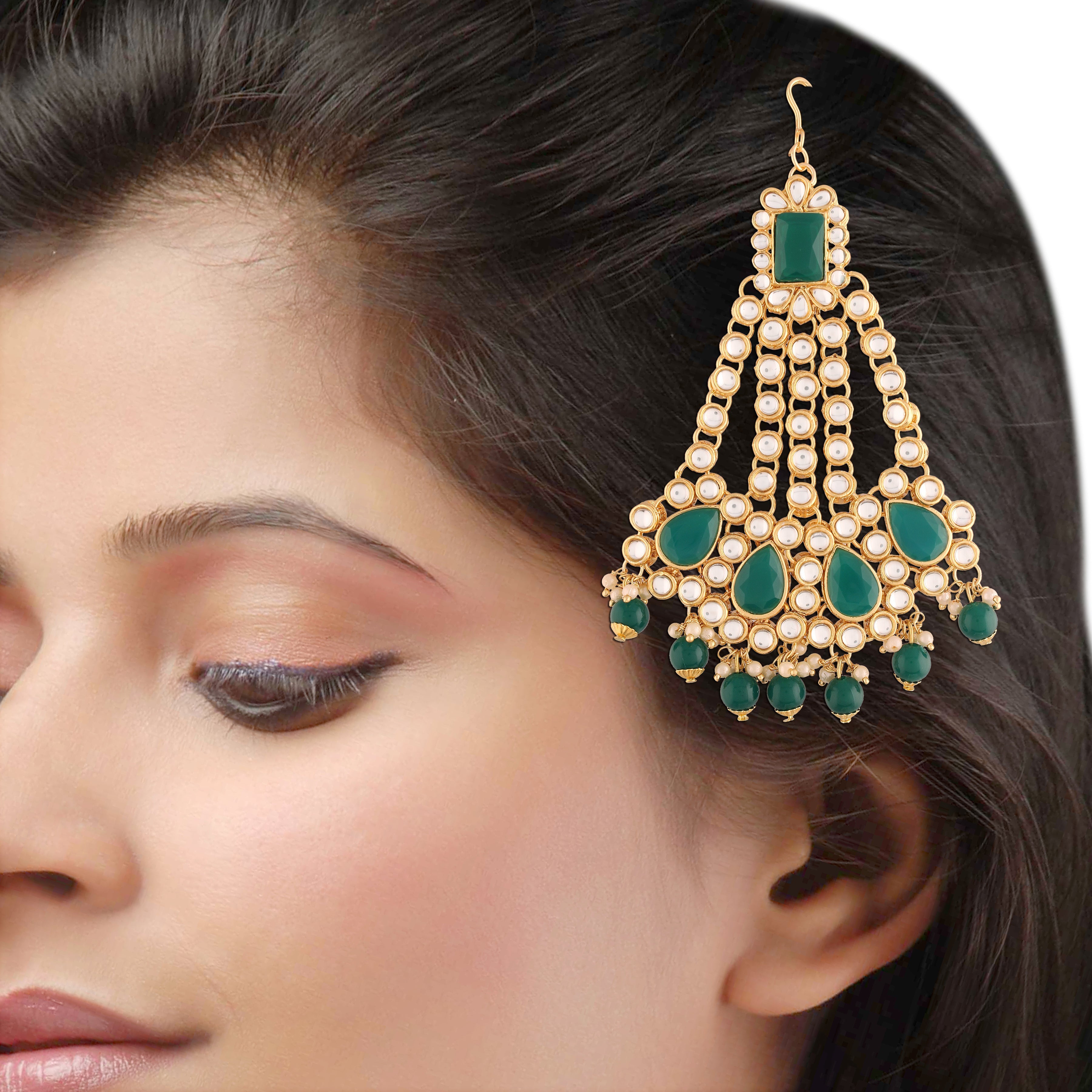 Women's 18k-gold-plated-beautiful-long-pearl-kundan-jhumar-passa-6