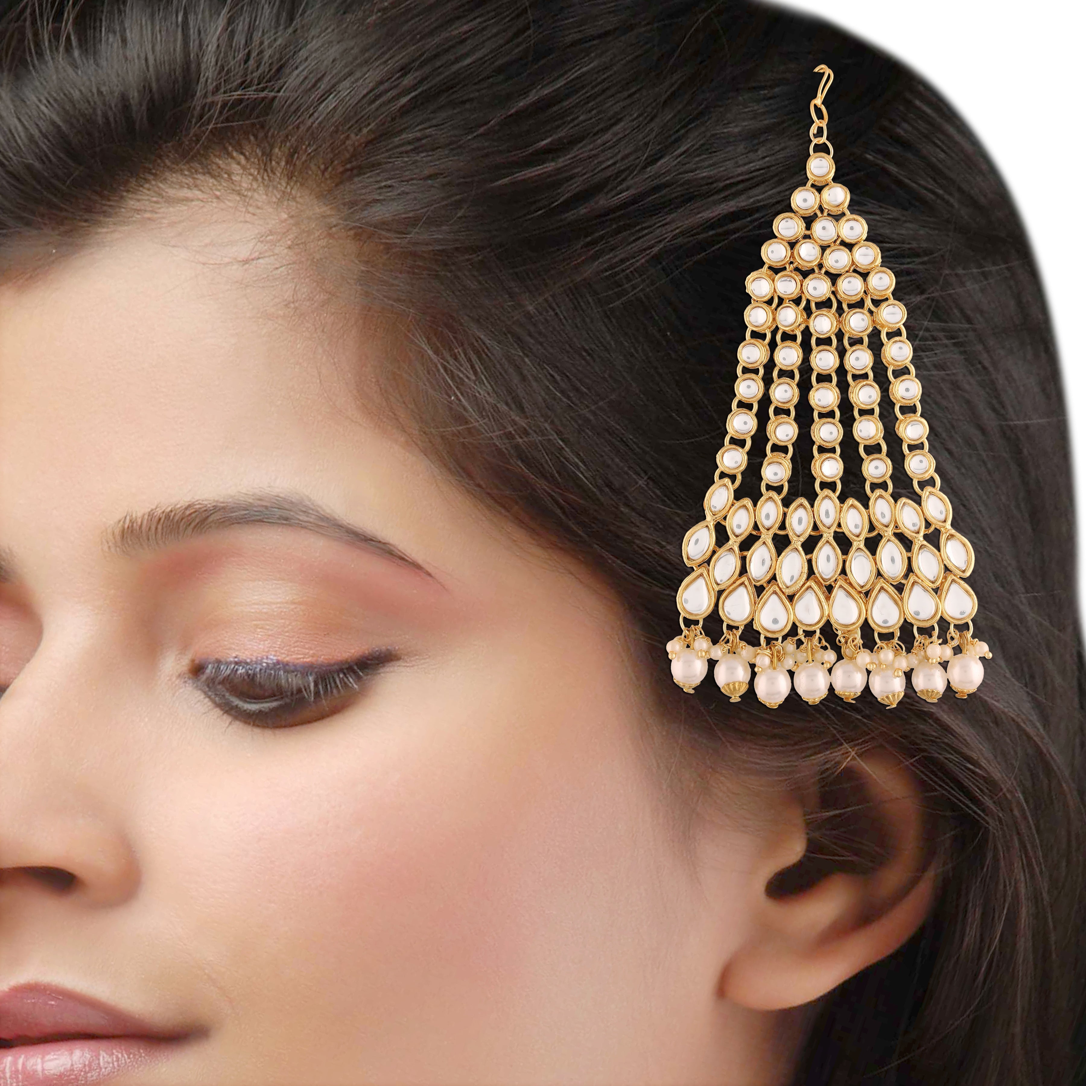 Women's 18k-gold-plated-beautiful-long-pearl-kundan-jhumar-passa-6