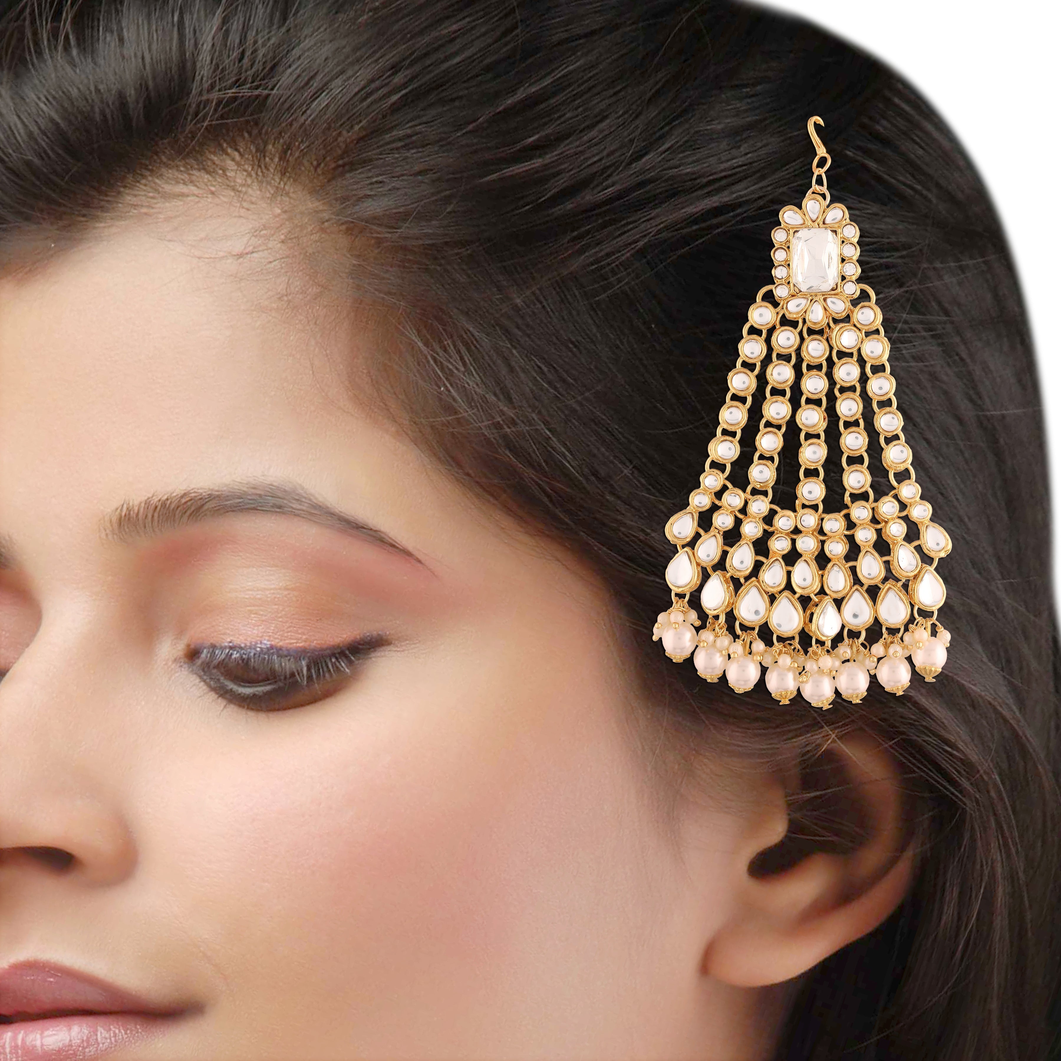 Women's 18k-gold-plated-beautiful-long-pearl-kundan-jhumar-passa-6