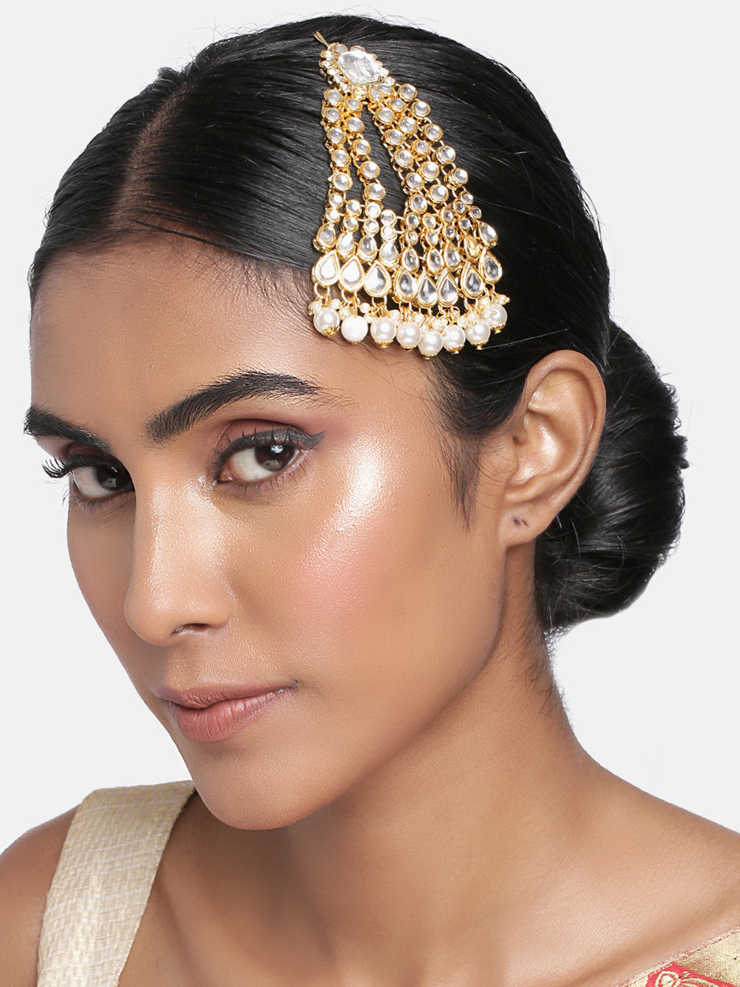 Women's 18k-gold-plated-beautiful-long-pearl-kundan-jhumar-passa-6