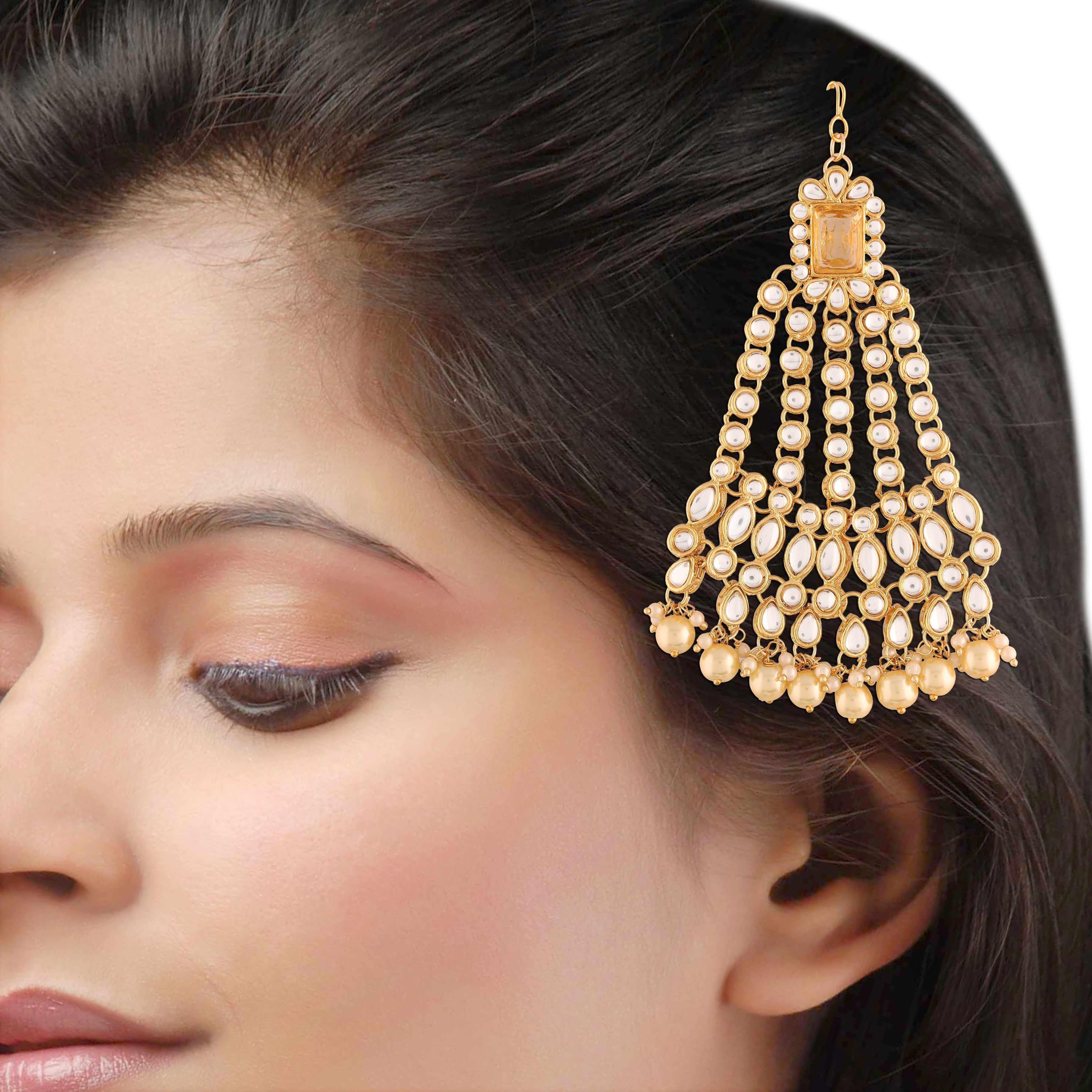 Women's 18k-gold-plated-beautiful-long-pearl-kundan-jhumar-passa-6