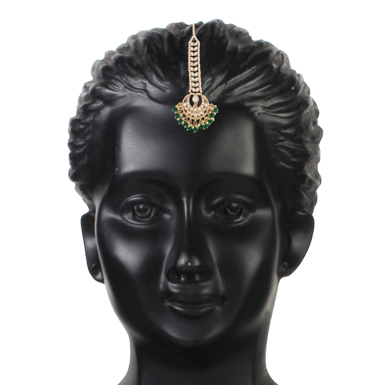 Women's Traditional Gold Plated Kundan & Pearl Studded Maang Tikka