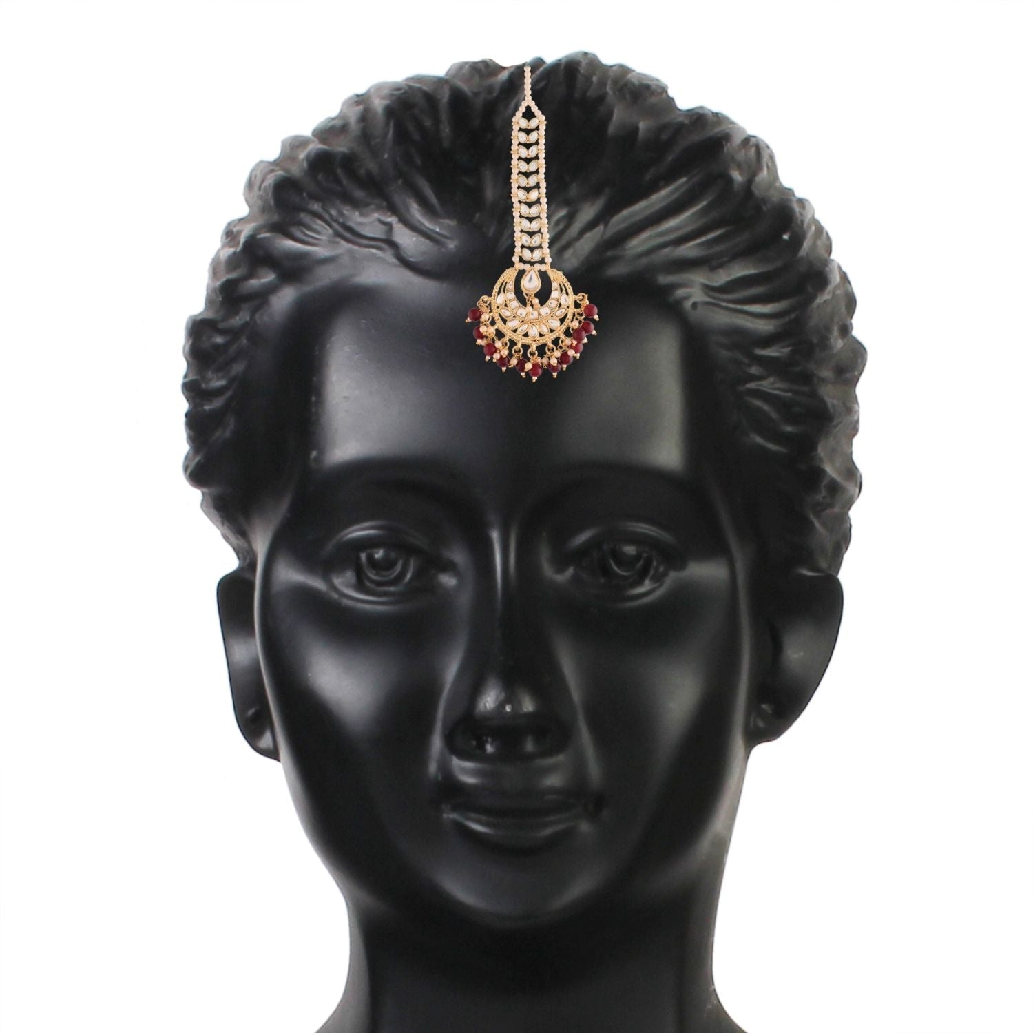 Women's Traditional Gold Plated Kundan & Pearl Studded Maang Tikka