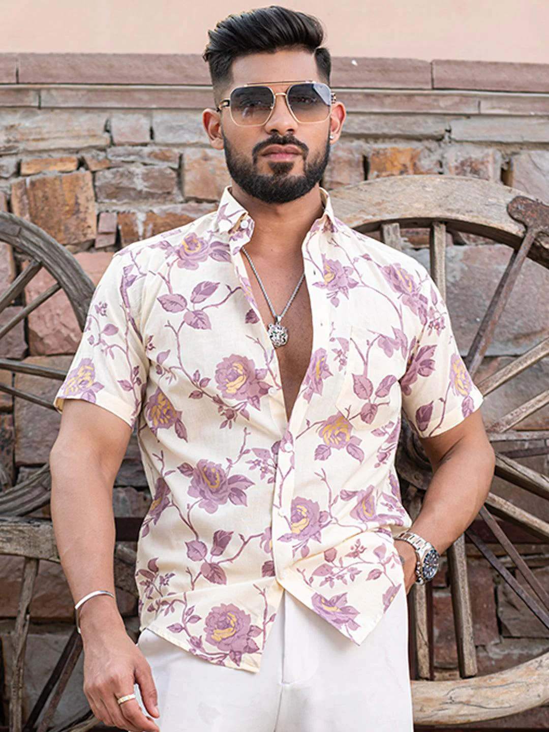fashionable dress shirts for men Au Noir Short Sleeve Shirts Biagio White (SS 2019)