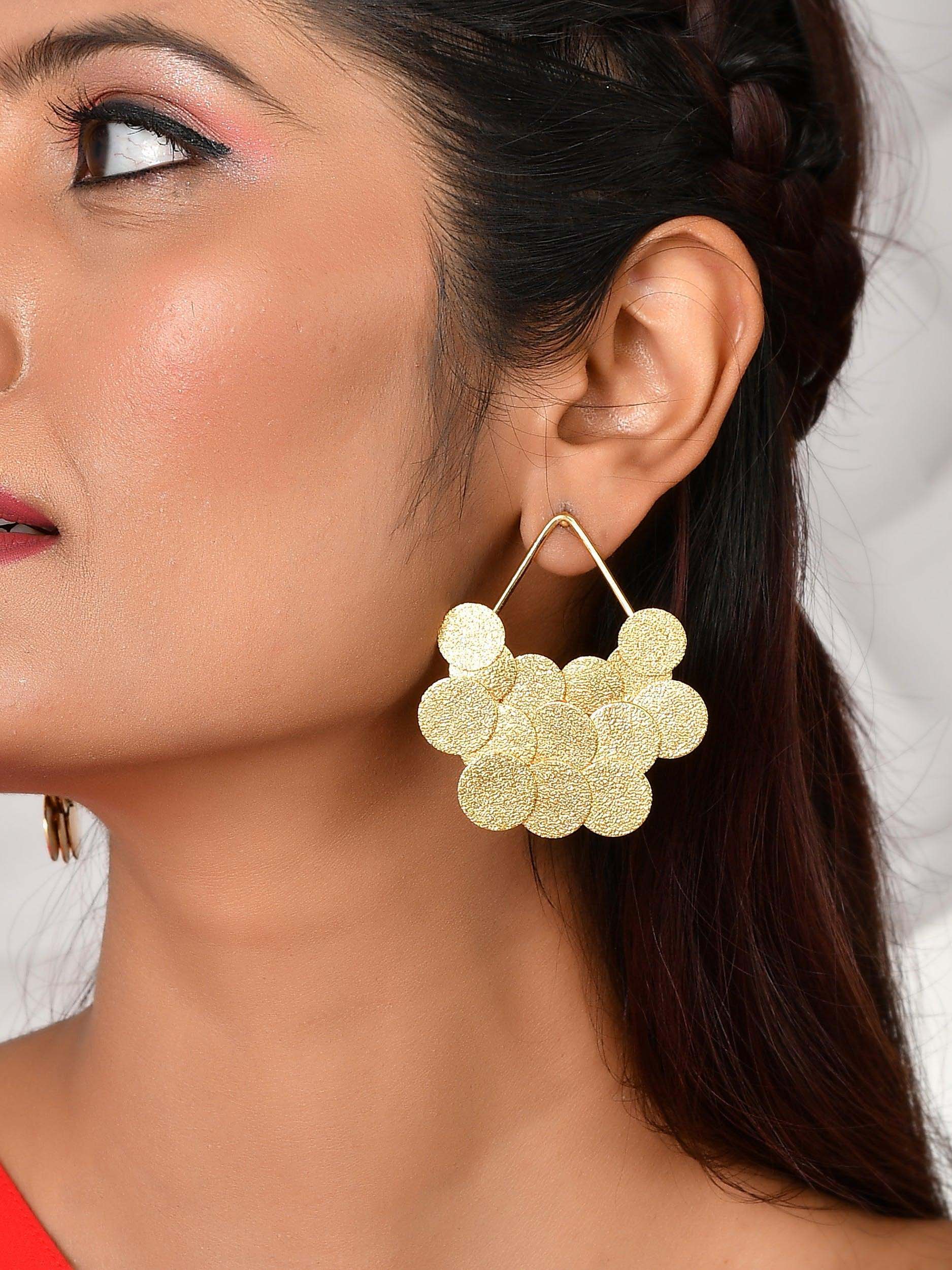 Women's Textured Circle Disc Earring