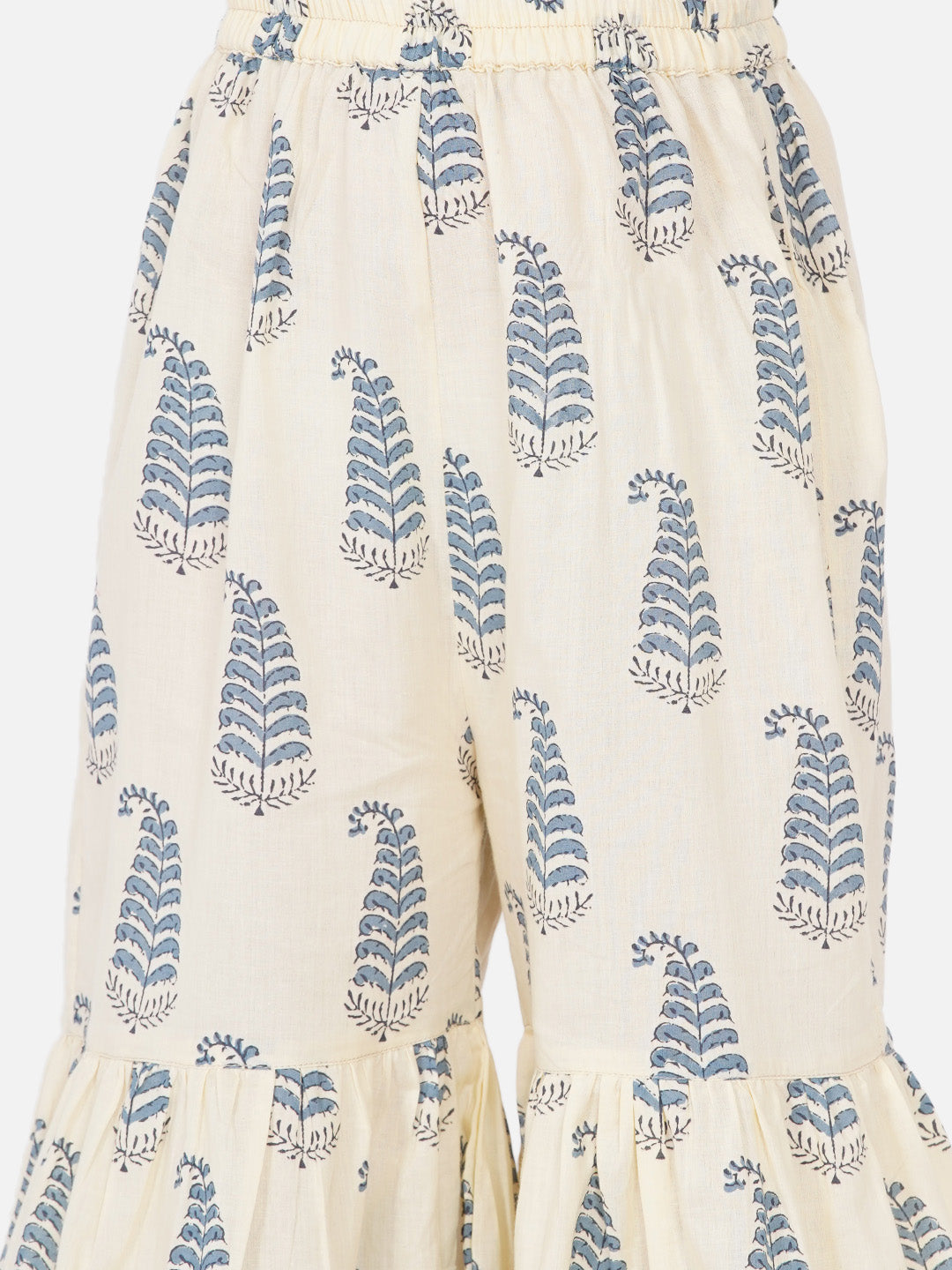 Girl's Blue-Printed Kurta With Sharara