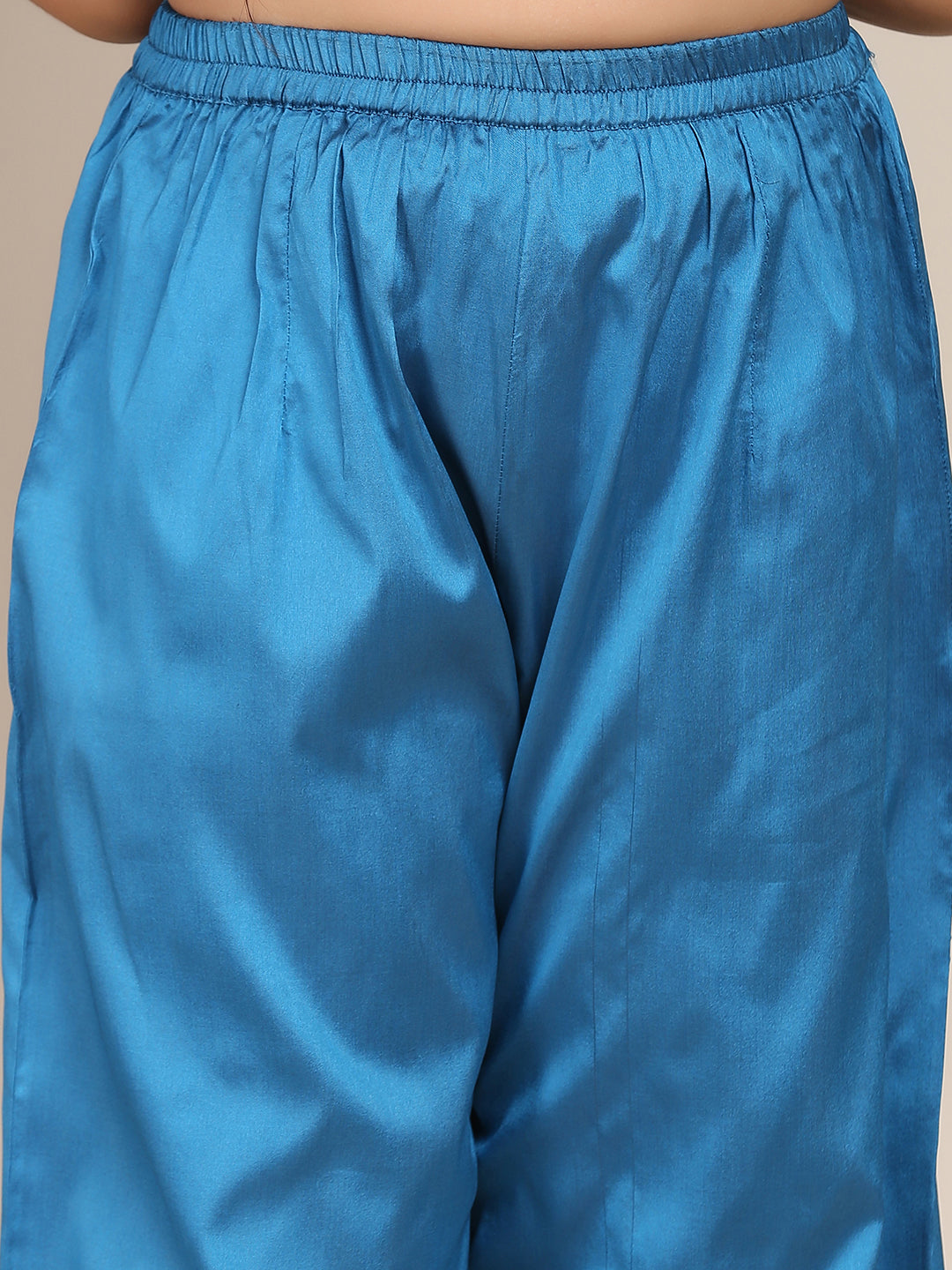 Girl's Blue Anarkali With Pant With Dupatta - Bitiya By Bhama
