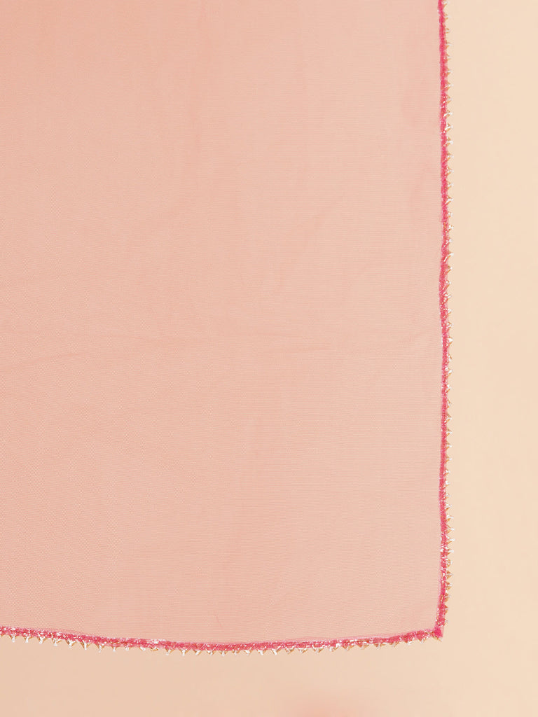 Girl's Pink Embroidered Kurta With Trousers & With Dupatta