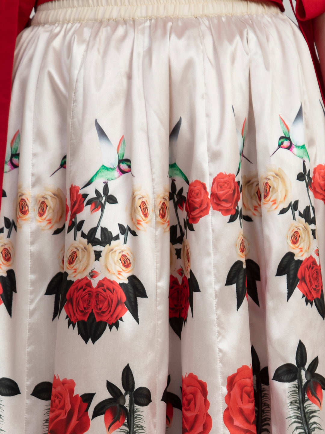 Girls Red & Off White Floral Printed Ready To Wear Lehenga Choli - Bitiya By Bhama