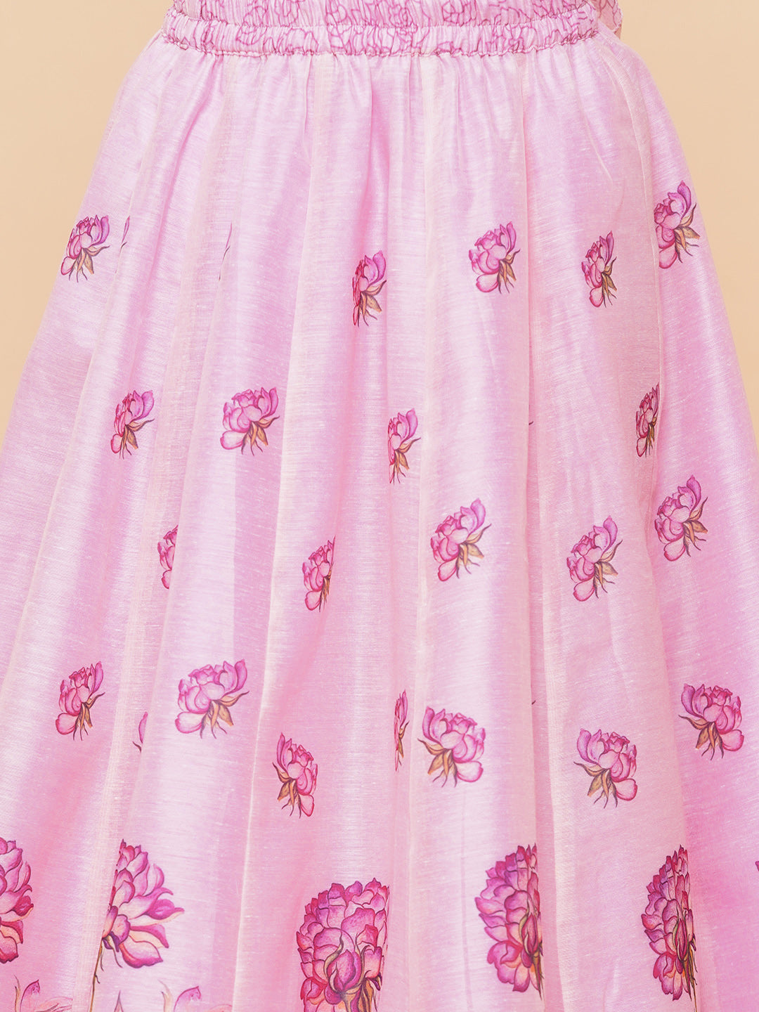 Girls Pink & Lavender Printed Ready To Wear Lehenga With Blouse - Bitiya By Bhama