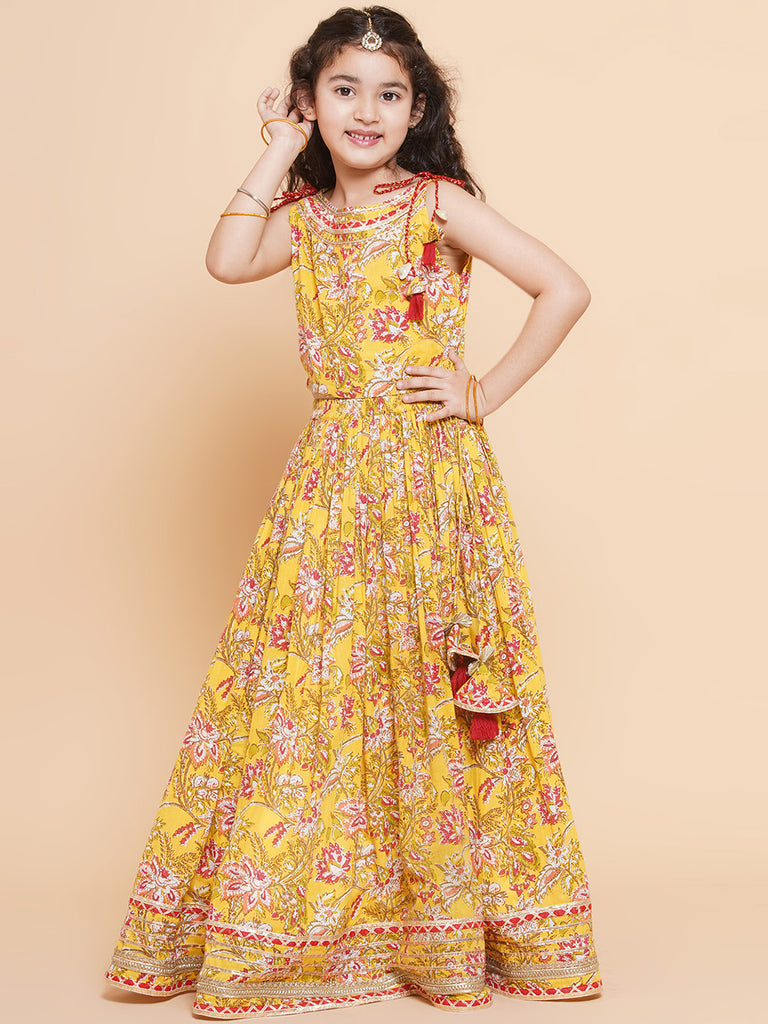 Girls Printed Ready To Wear Lehenga & Blouse With Dupatta