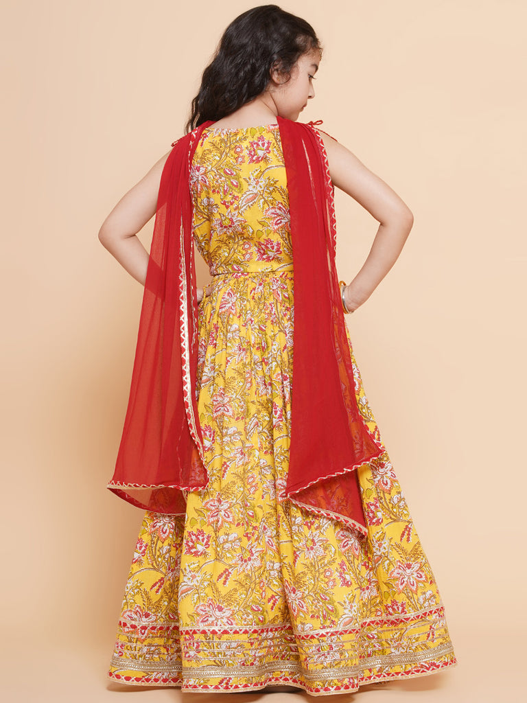 Girls Printed Ready To Wear Lehenga & Blouse With Dupatta