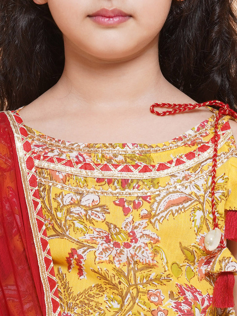 Girls Printed Ready To Wear Lehenga & Blouse With Dupatta