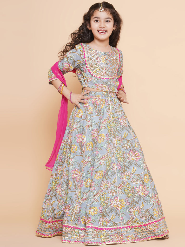 Girls Printed Ready To Wear Lehenga & Blouse With Dupatta