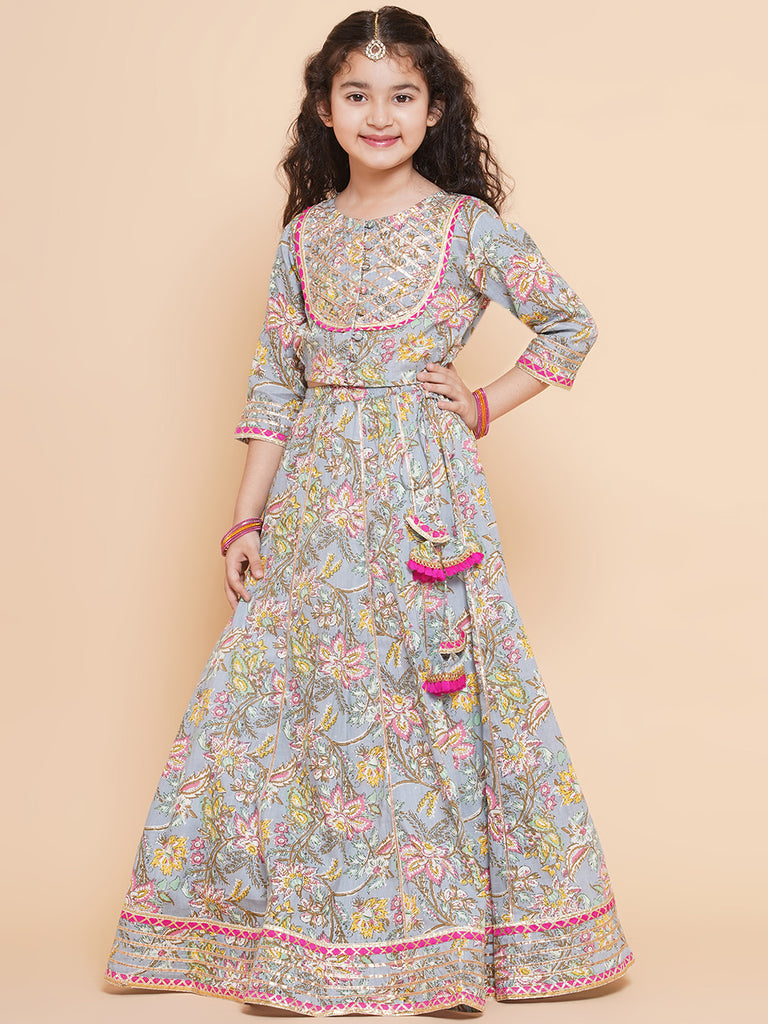 Girls Printed Ready To Wear Lehenga & Blouse With Dupatta