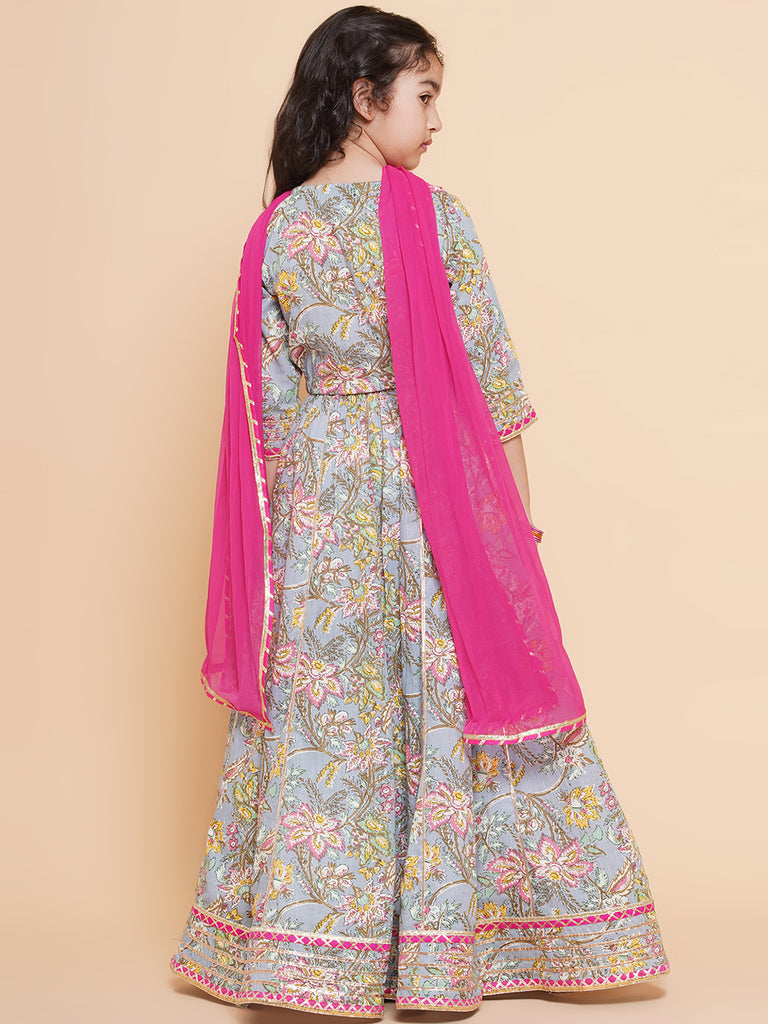 Girls Printed Ready To Wear Lehenga & Blouse With Dupatta