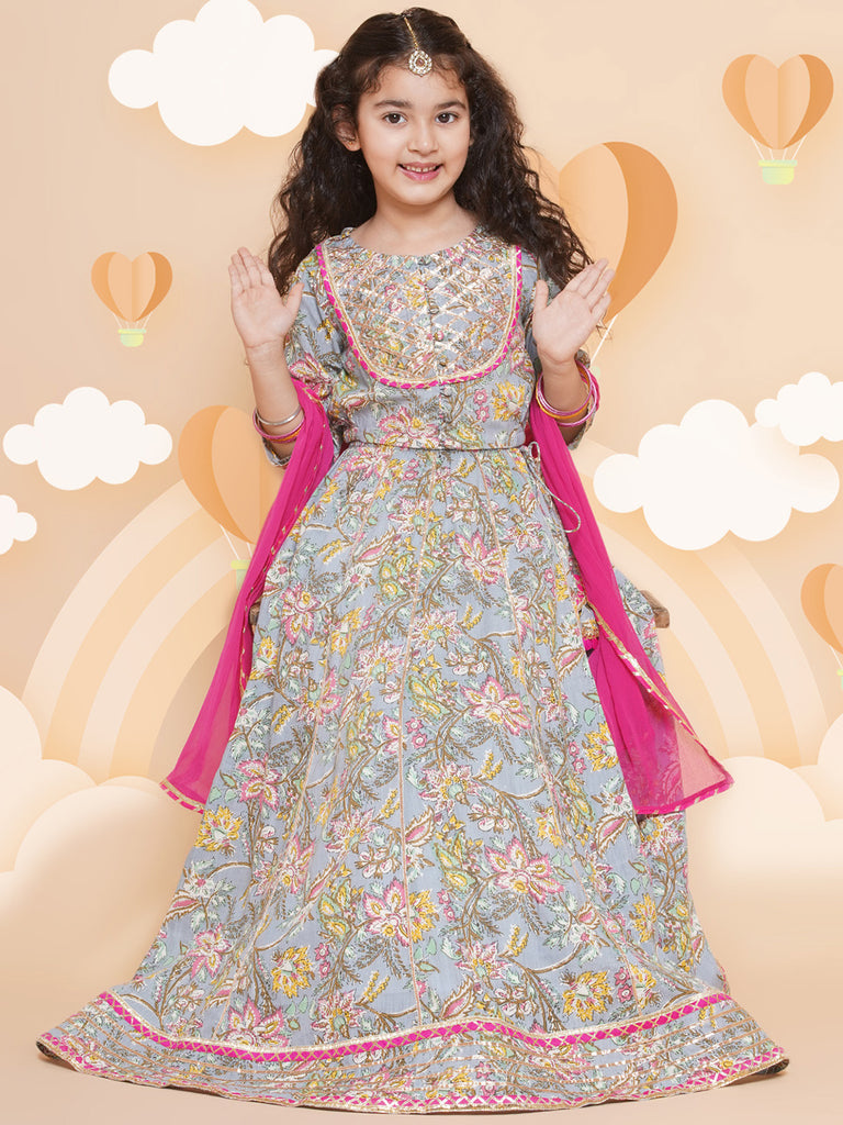 Girls Printed Ready To Wear Lehenga & Blouse With Dupatta