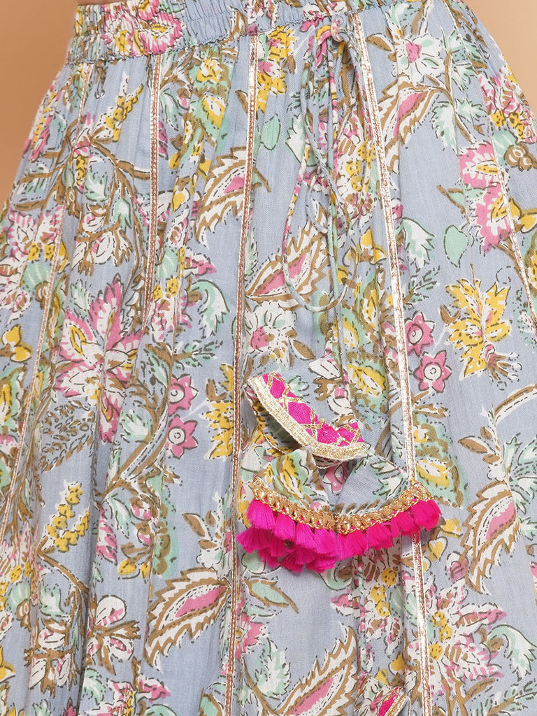 Girls Printed Ready To Wear Lehenga & Blouse With Dupatta