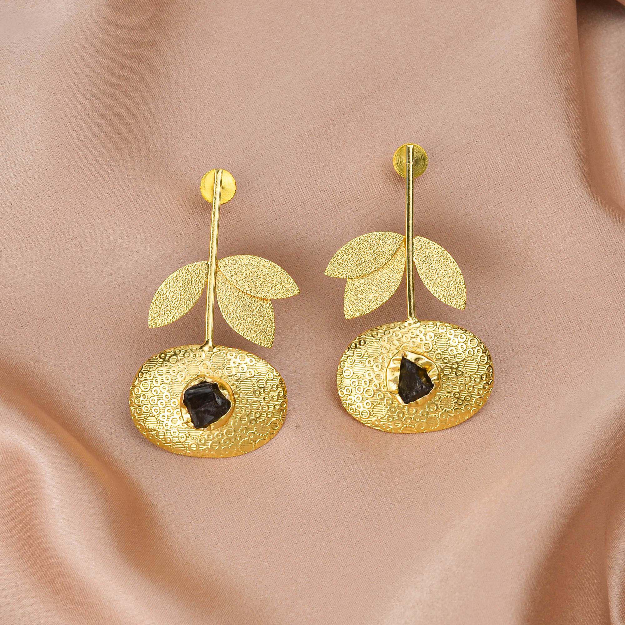 Women's Triple Leaf Textured Earrings